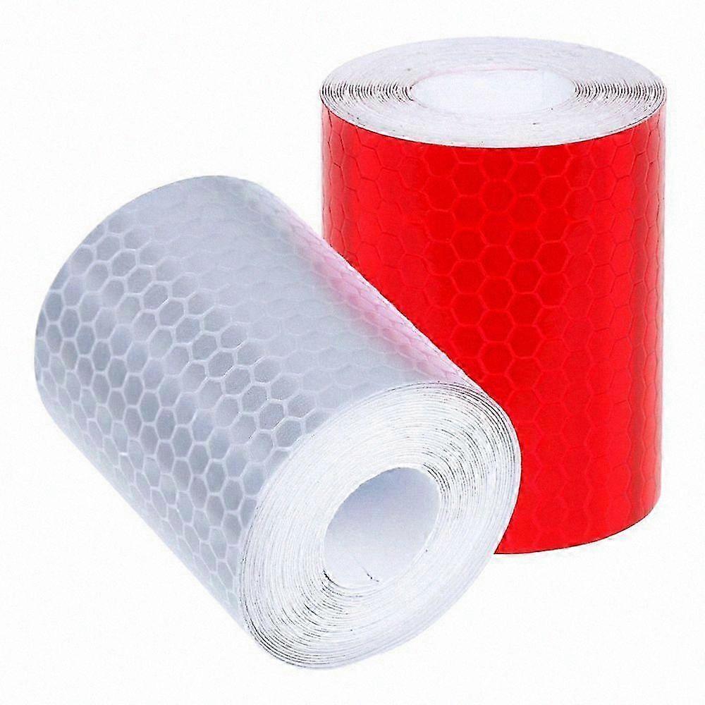 2 pcs 50mm 3 meter Adhesive Tape Warning Tape Reflector Tape Security Marking Tape White and Red