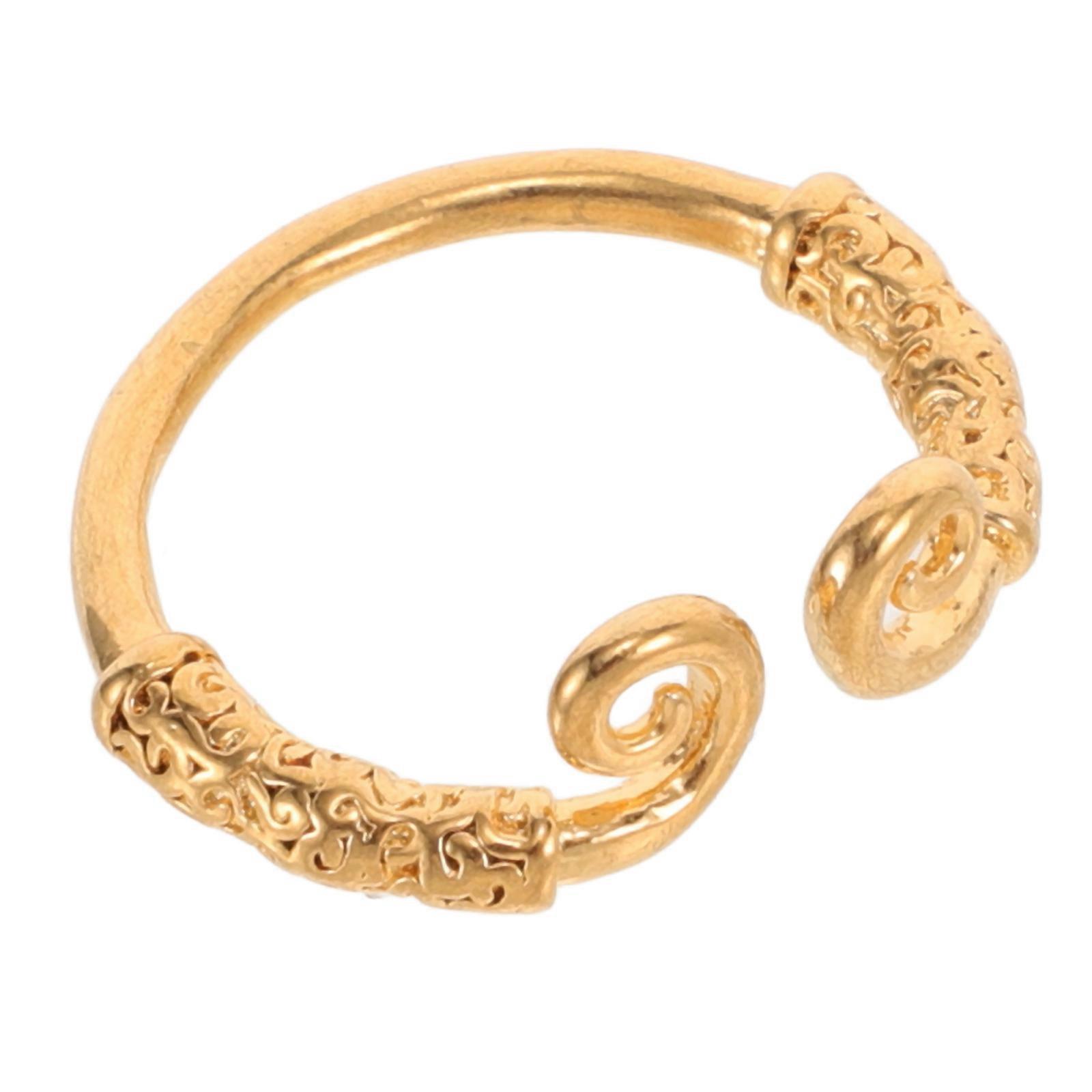 Vintage Gold Plated Adjustable Open Bangle Ring – Feng Shui Inspired Cuff Jewelry for Men and Women with Minimalist Design, , and Versatile Wear for