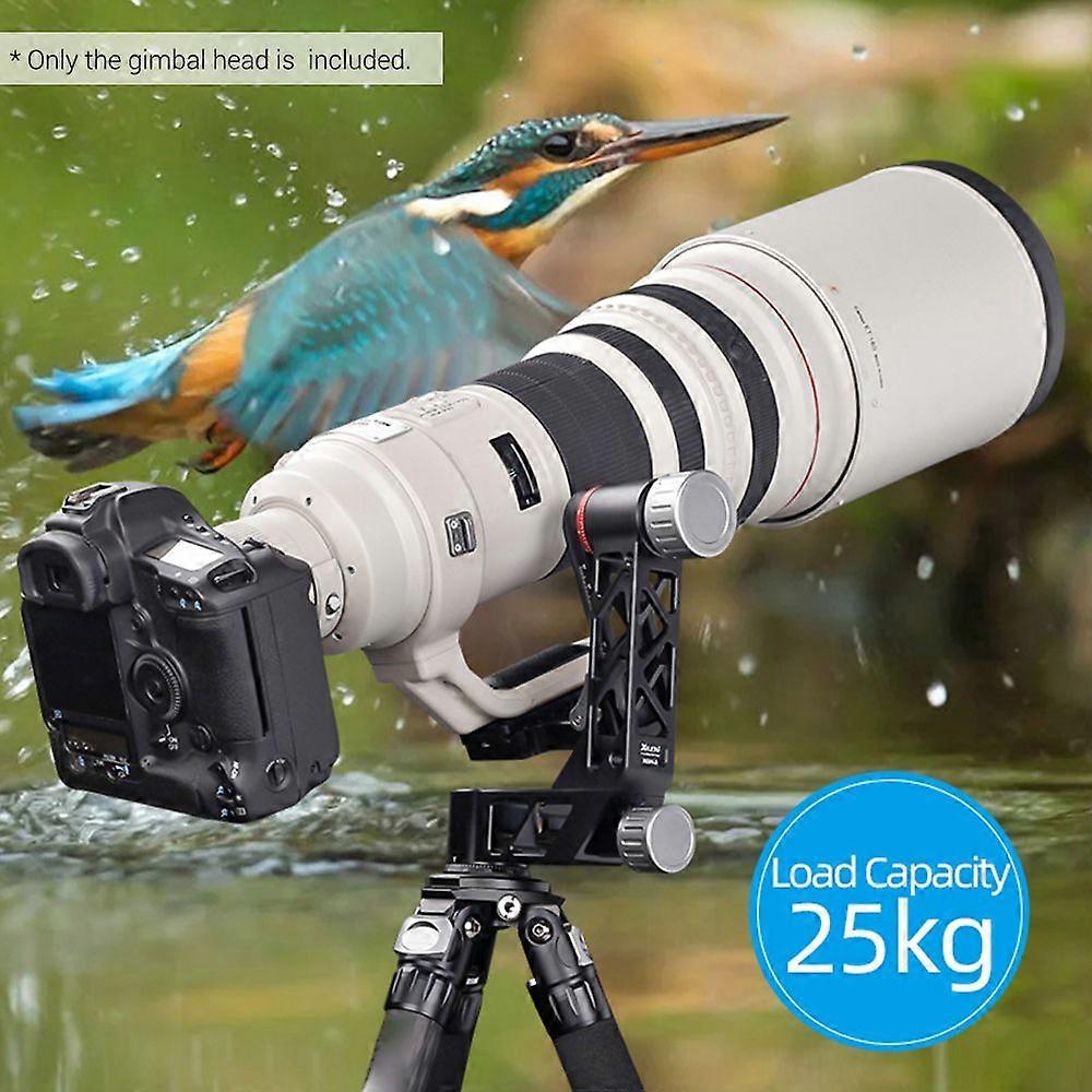 XILETU XGH-3 Panoramic Gimbal Tripod Head Aluminum Alloy Material with QR Plate 1/4 Inch & 3/8 Inch Screw Interface for Birdwatching Photography Camer