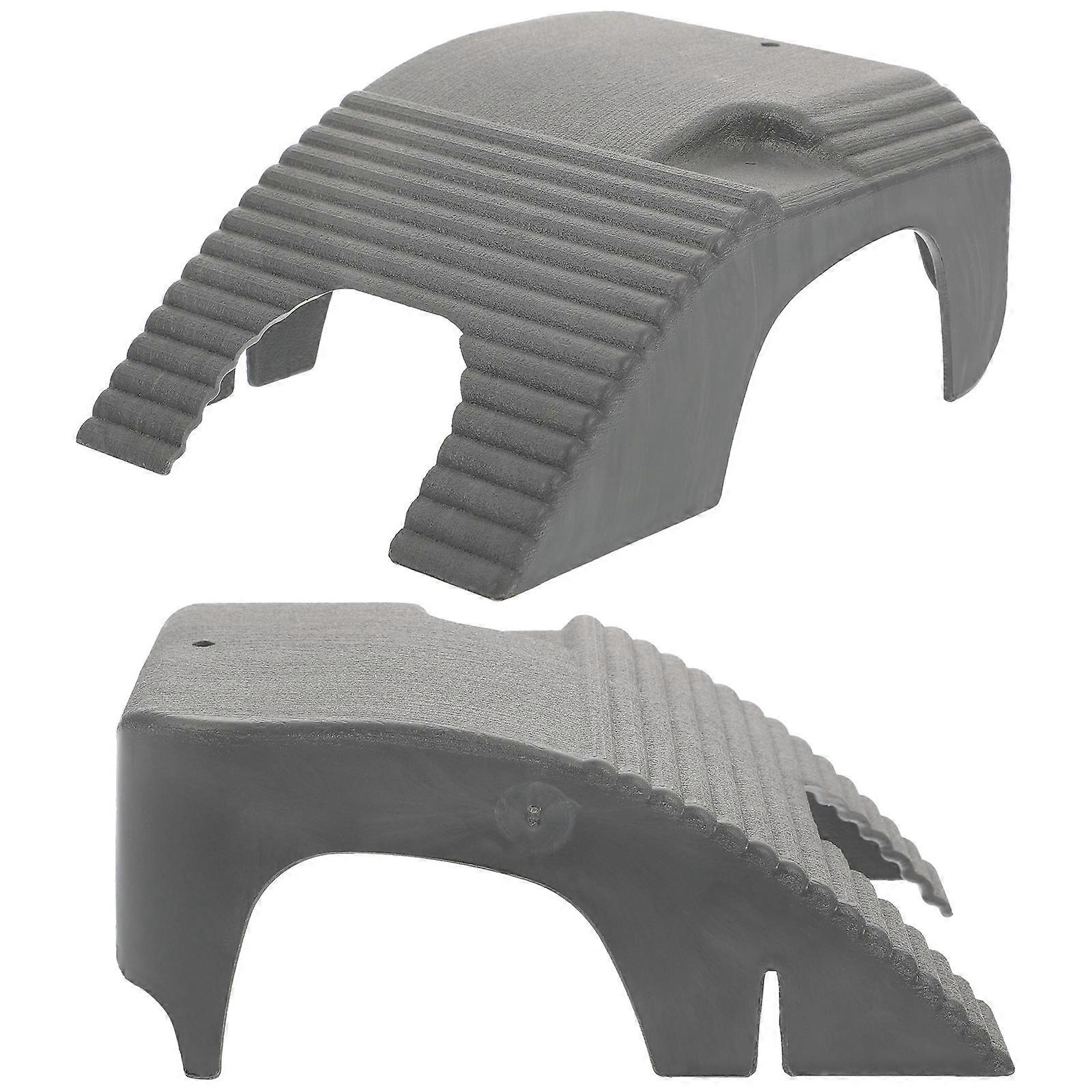 Dark Grey Turtle Basking Platform Made of Durable Plastic for Pet Terrariums 2 Pcs