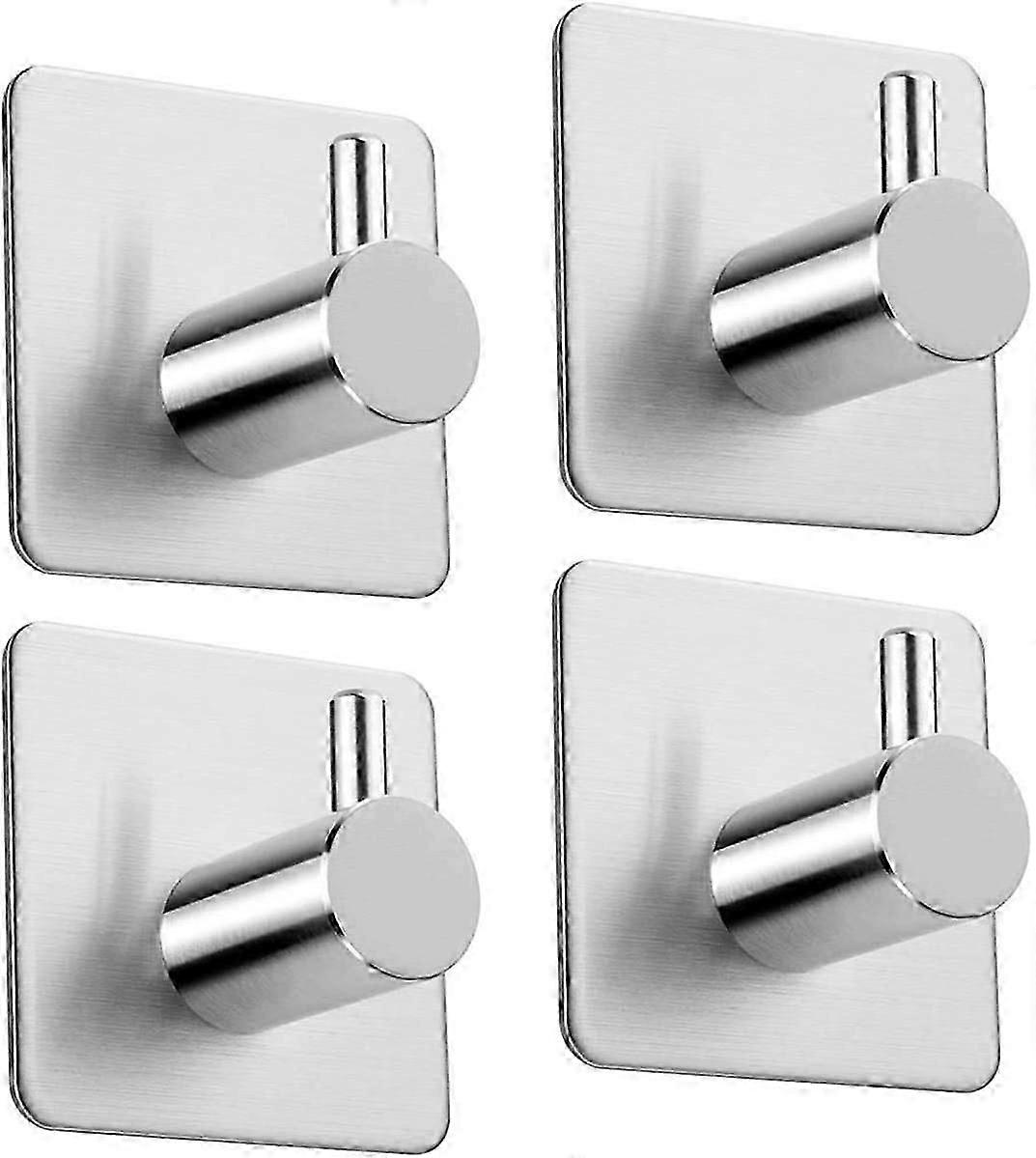 جديد ومناسب 4 قطع.  خطافات منشفة ذاتية اللصق ، خطافات رداء حمام 8 كجم ، خطافات حائط ، حمام من الفولاذ المقاوم للصدأ و