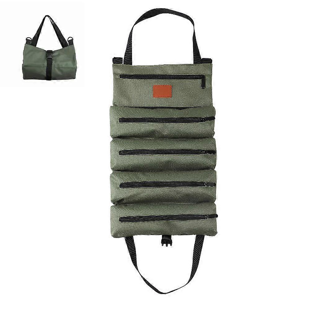 Heavy Duty Roll Up Tool Bag Organizer 5 Pockets Tool Pouches Multi-Purpose NEWmf