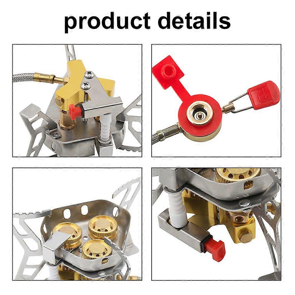 3-Cores Camping Stove 6800W High Power Gases Burner Windproof Backpacking Stove with Adjustable Valve for Outdoor Cooking Camping Picnic Hiking