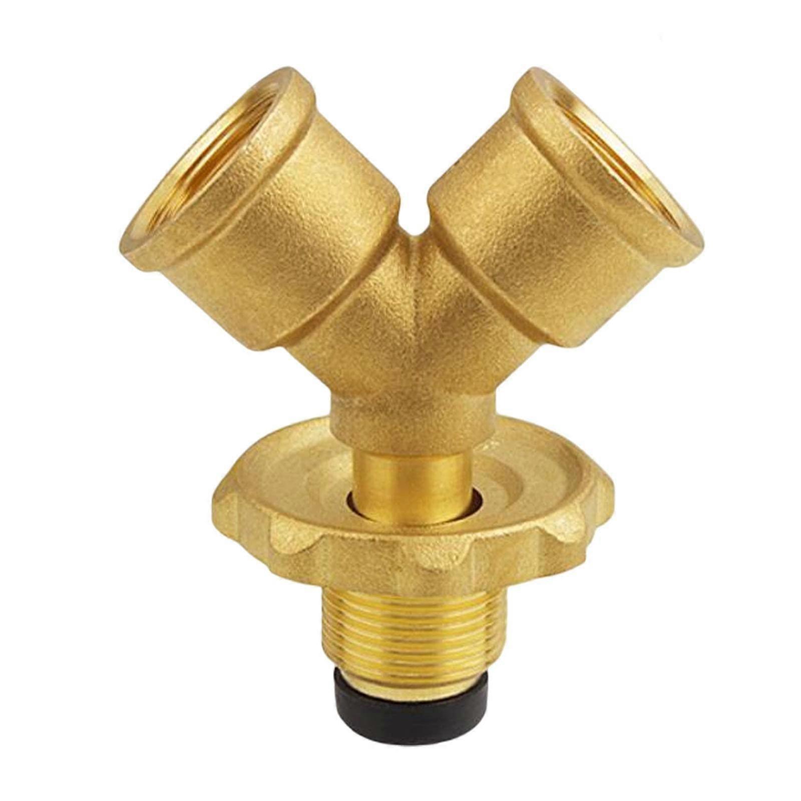 Propane Hose Splitter With Shutoff Valve, 2Way Adapter For BBQ Grills, Gas Burners, Safe Connection Copper