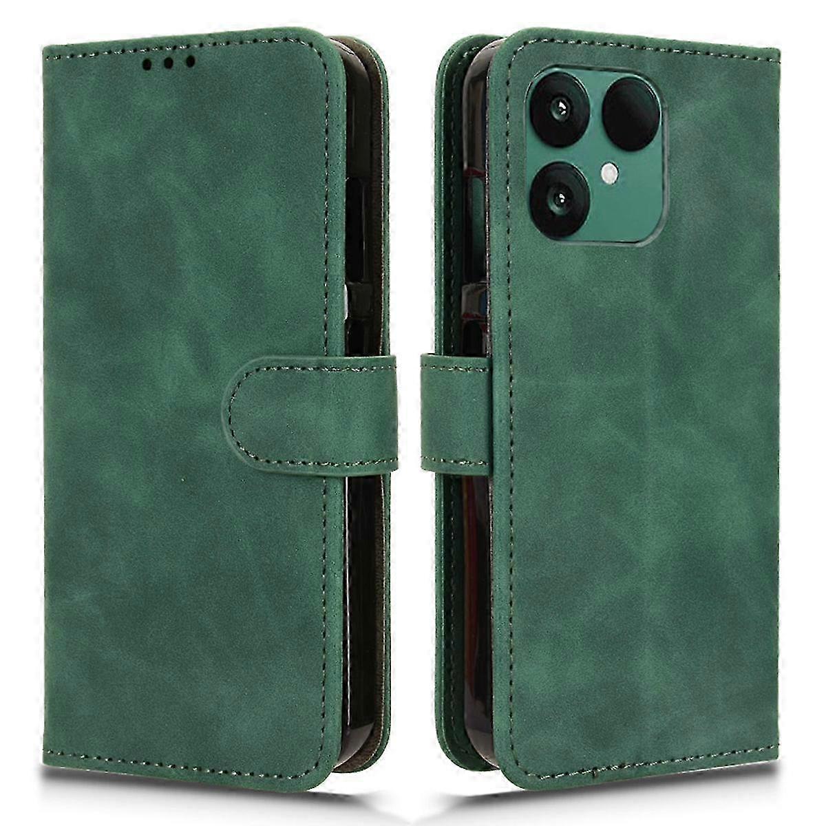 Fairphone 6 レザーケース、落下防止およびフリップウォレットカバー付き - グリーン保護電話スキンフィールケース