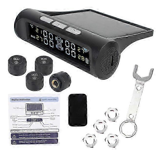Solar TPMS Tyre Pressure Monitoring System Digital LCD Display Test...