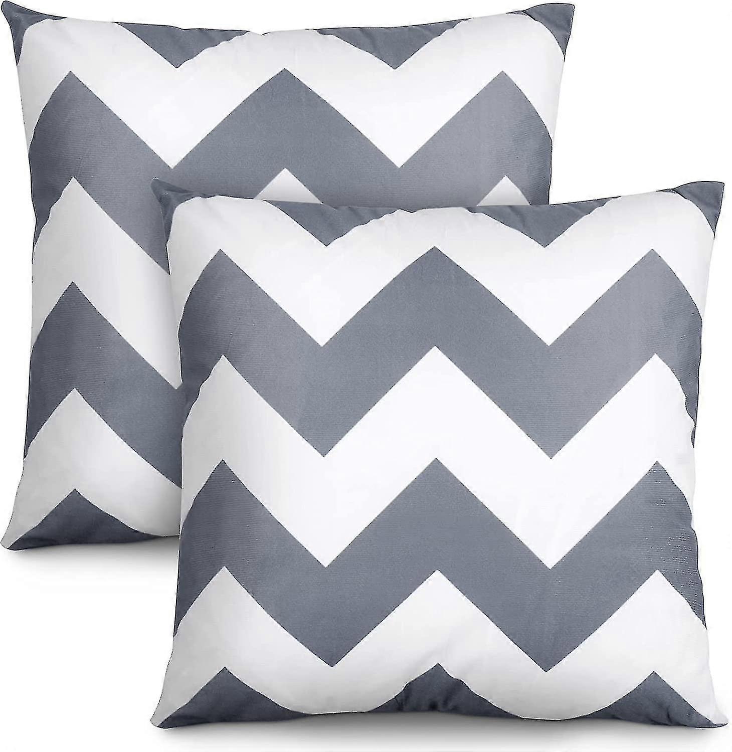 Pillow covers, two-piece set, 45×45cm grey stripes, invisible zipper, soft and comfortable