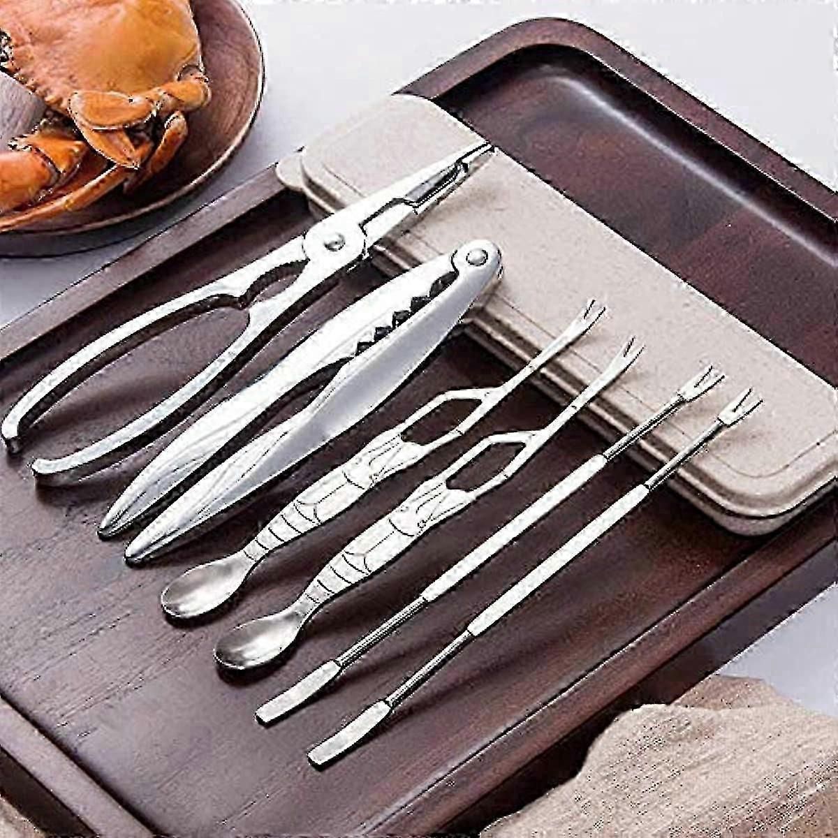 Seafood Tools Lobster Crackers and Picks Set 6-delige Crab Leg Crackers and Tools - RVS Seafood Crackers & Forks Nut Cracker Set wi
