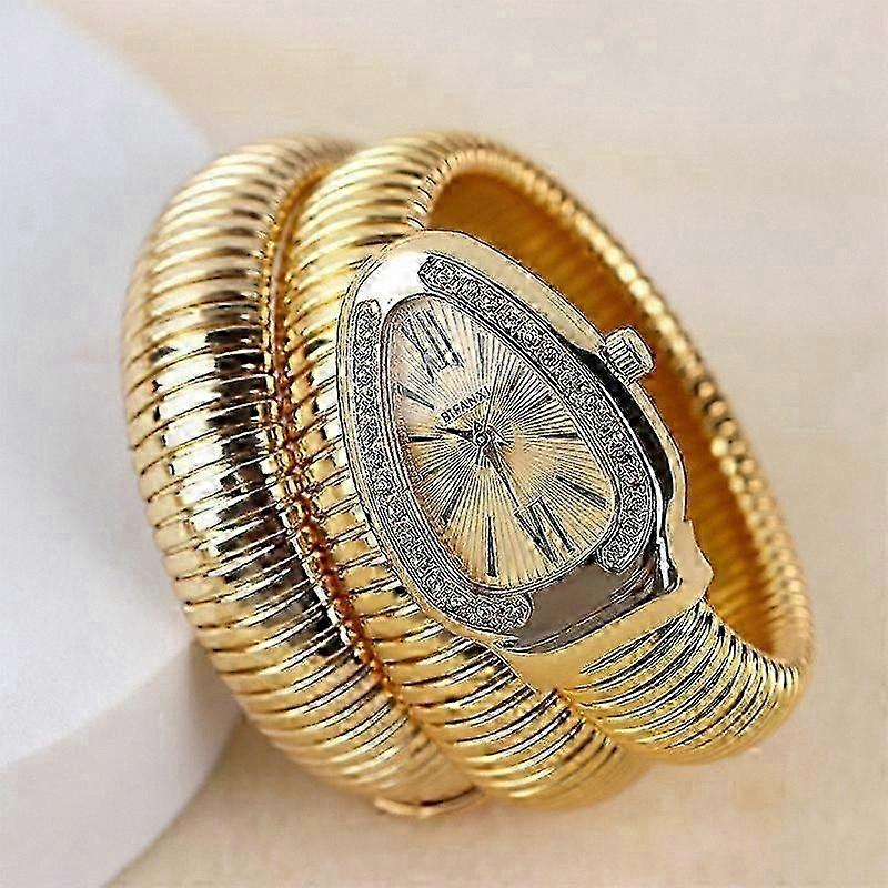 Women's Elegant Quartz Timepiece with Diamond Details and Snake-Inspired Design