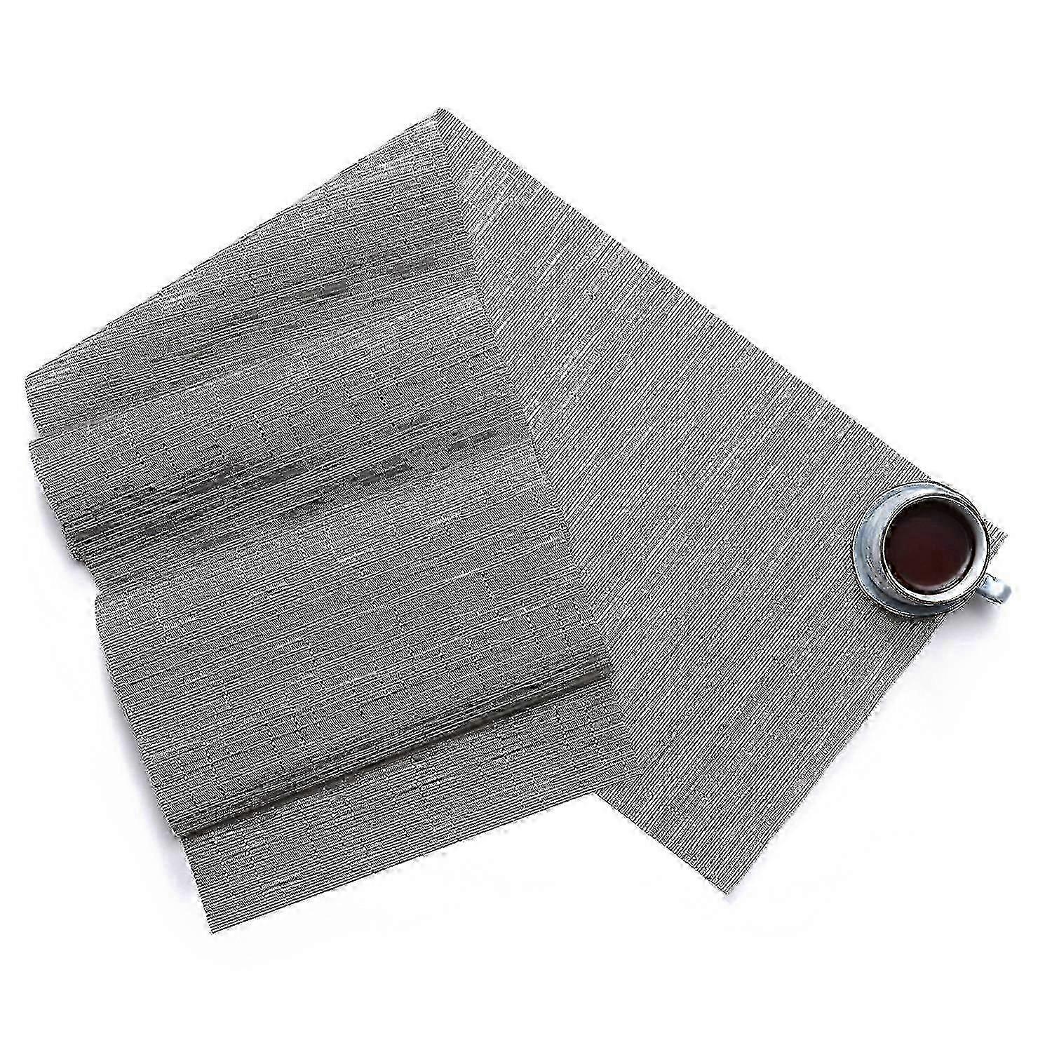 Table Runner Bamboo Texture Heat Insulation PVC Wedding Party Dining Table Runner for Bar--SilverGray