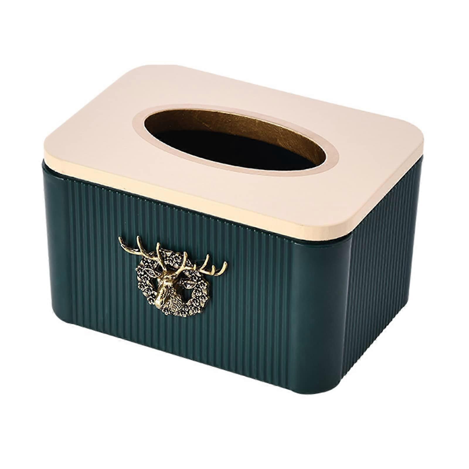 Tissue Box Desktop Paper Holder Light Luxury Napkin Storage Box Green