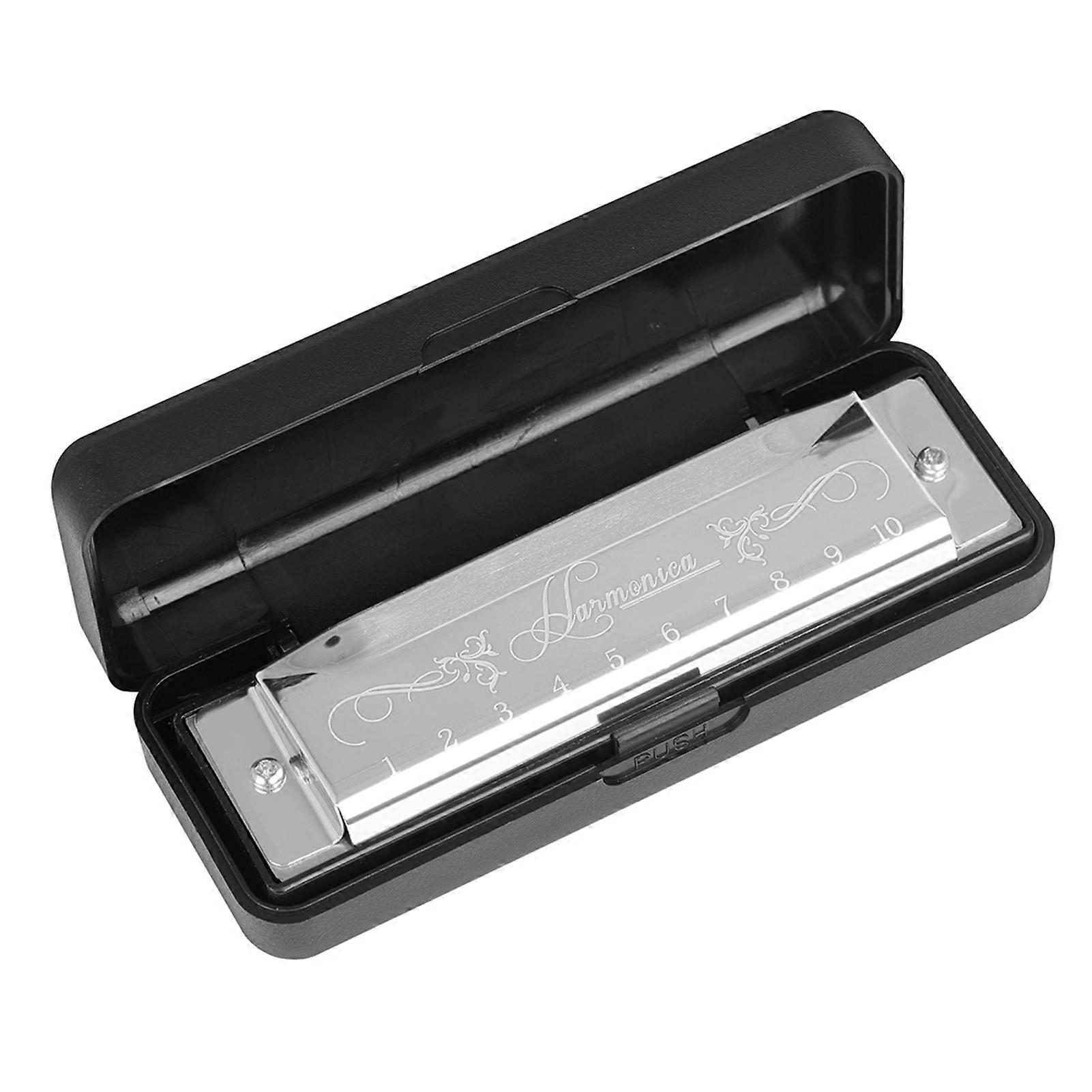 10-Hole Harmonica Key of C 20-Tone Musical Instrument for Beginners Students with Storage Case Portable Gift
