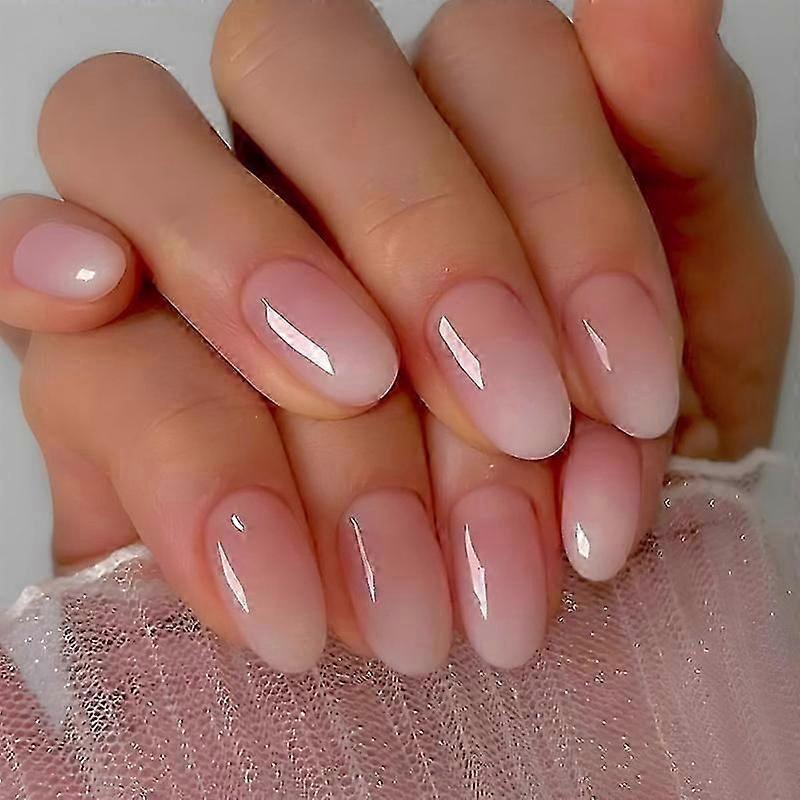 Almond Press on Nails Short Round Fake Nails White False Nails