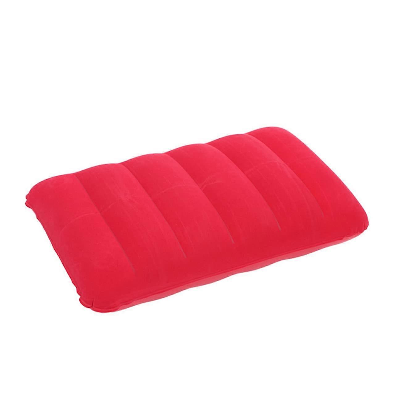 2pcs Pvc Flocking Inflatable Nap Pillow Multifunctional Waist Cushion for Travel Camping Office Use Red Ergonomic Design for Cervical Spine