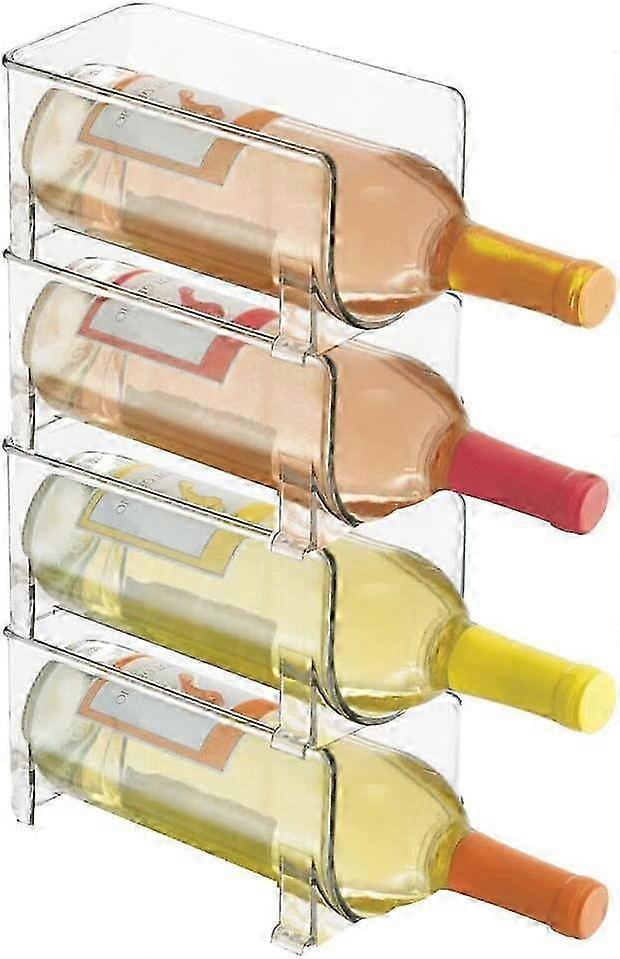 2025 wine racks (set of 4) - plastic stackable wine rack for 1 bottle of wine or other drink - modern wine rack for up to 4 bottles in total - transpa