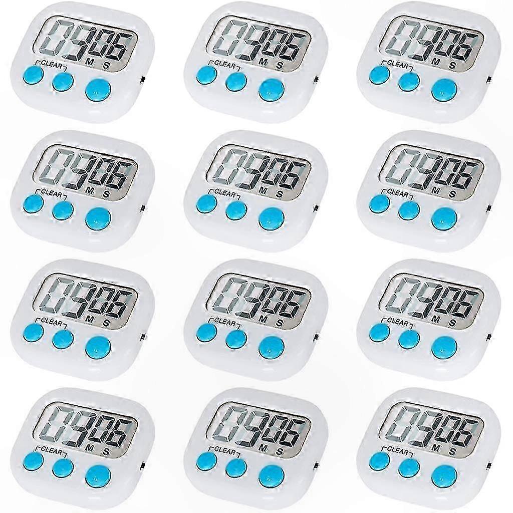 Digital Kitchen Timer 12-Pack with On/Off Switch and Loud Alarm for Cooking