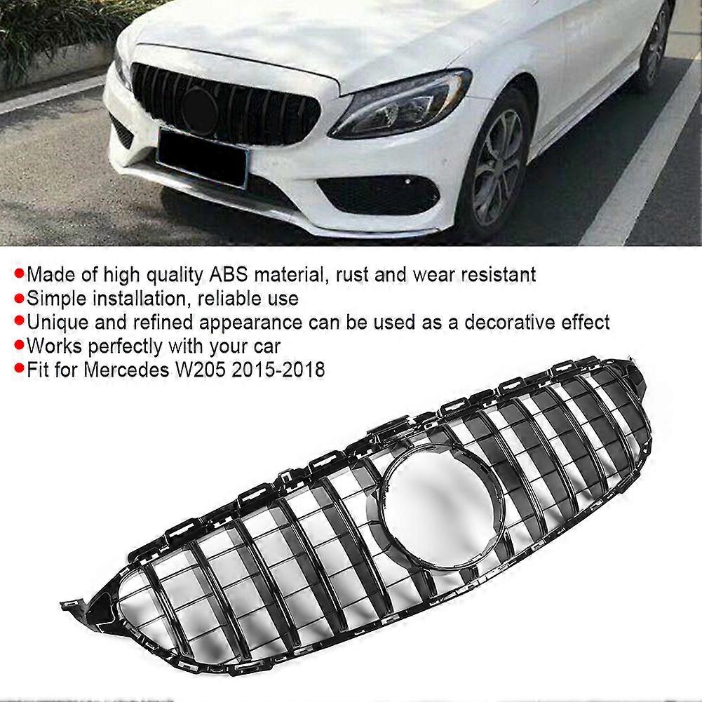 Front Grille Black ABS Refit for W205 2015-2018 Sedan Model
