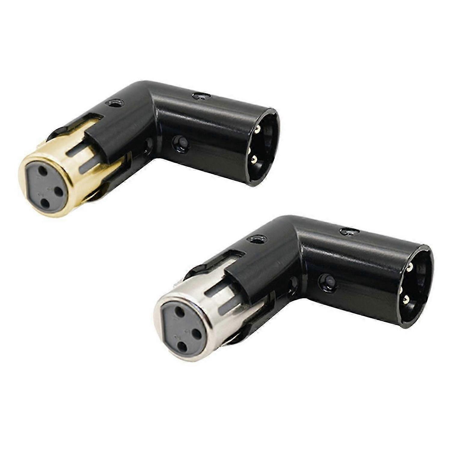 2PCS Audio Adapter Plug 3Pin XLR Angle Adapter Adjustable Male to Female Right Angle XLR Adapter (XLR 90 Degree Adapter)