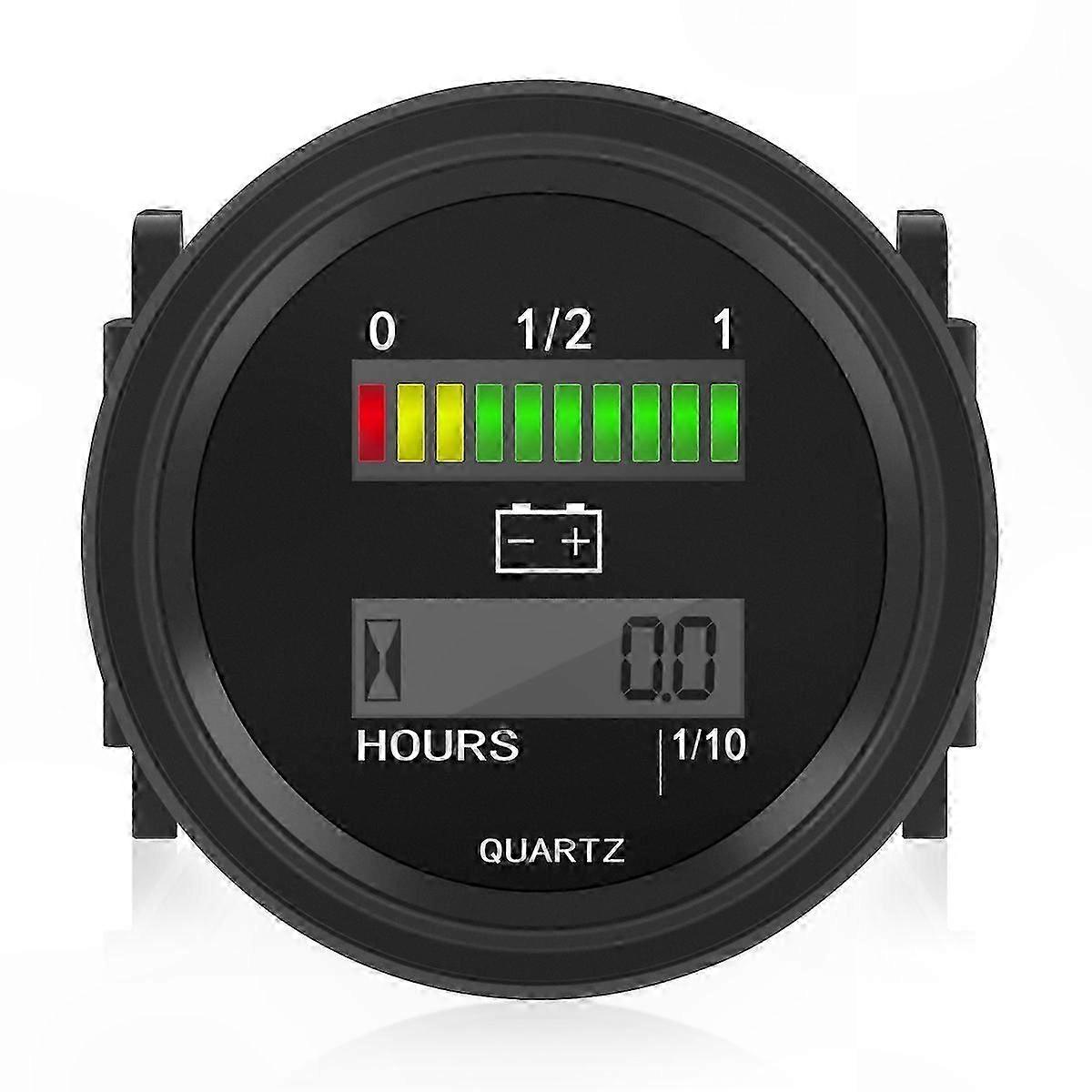 Black LED Digital Battery Status Charge Indicator for 12V-72V Systems
