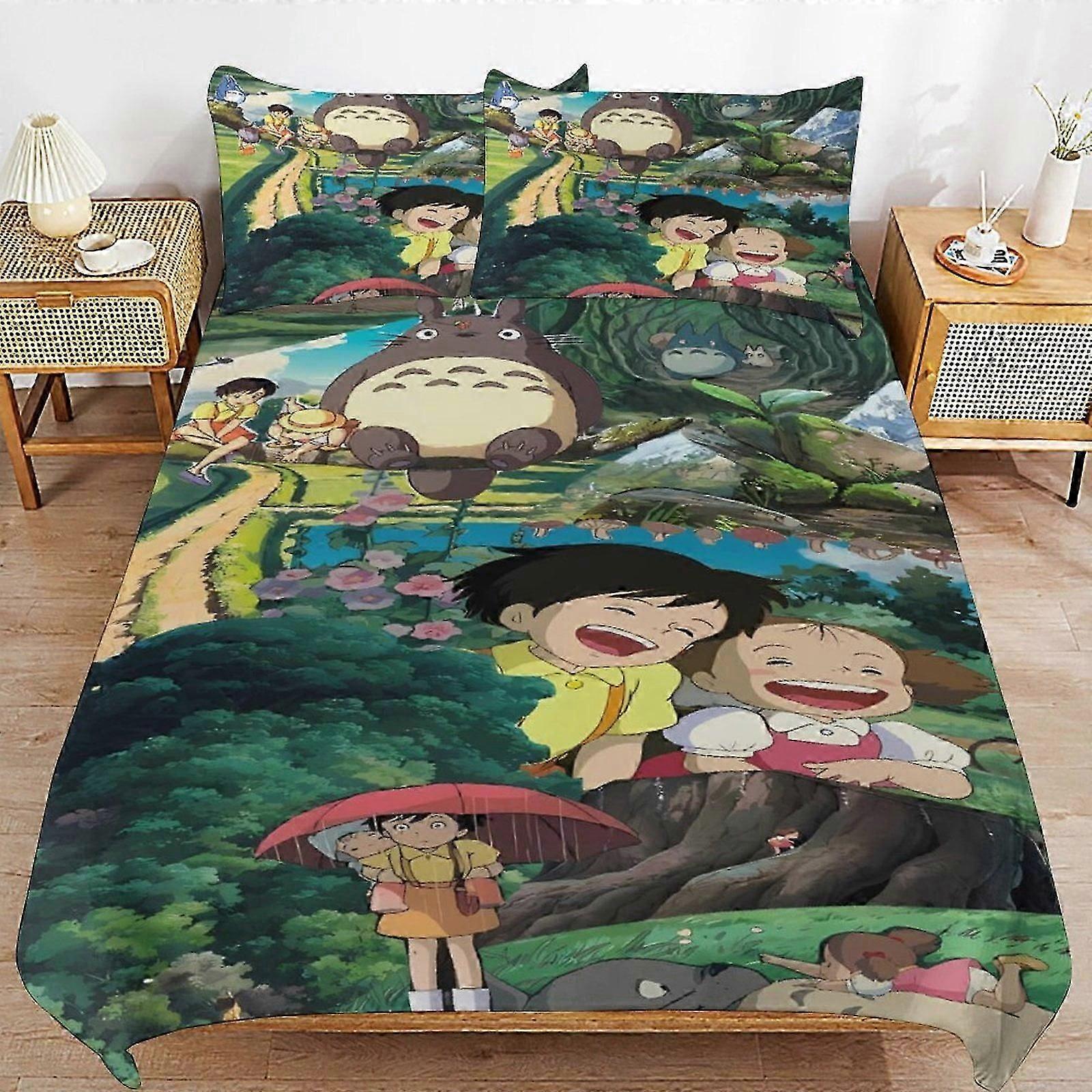 komplet pościeli CA My Neighbor Totoro Bed Poszwa na kołdrę Zestawy pościeli z mikrofibry Lekkie zestawy kołder z nadrukiem D, poszwa na kołdrę i poduszka