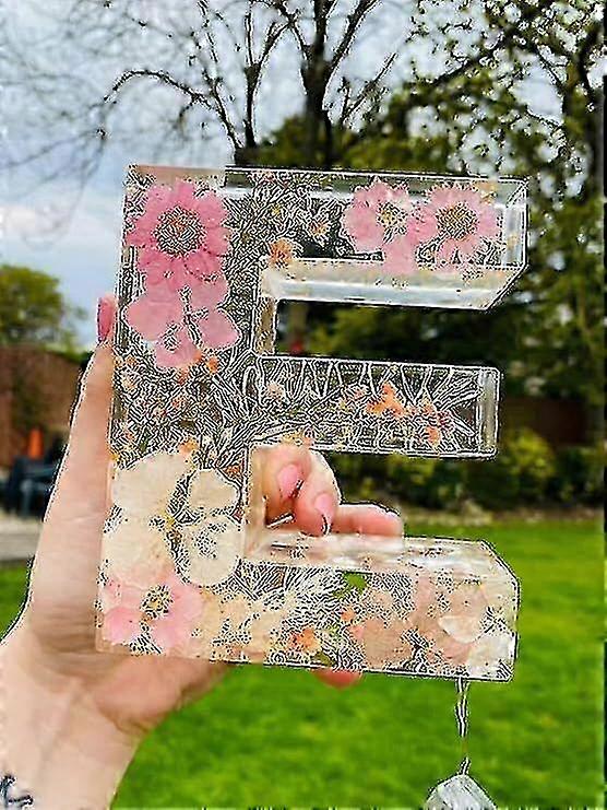Lettres en résine de fleur pressée avec la lumière LED, veilleuse en résine florale 26 choix de lettres