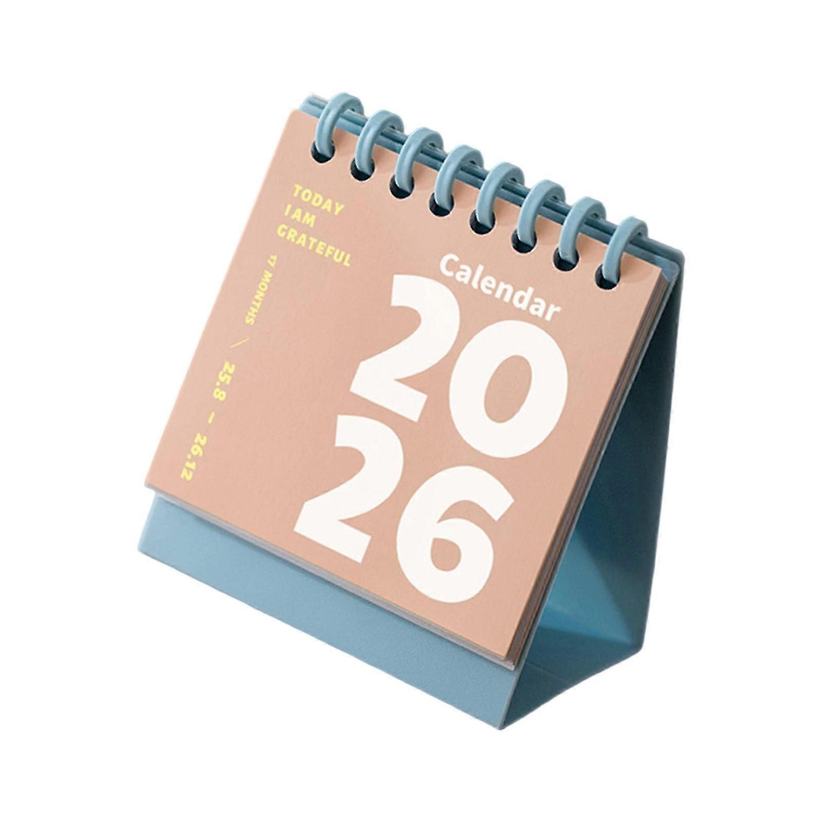 Portable 2026 Desktop Calendar Twin-Coil Binding Paper Calendar 12 month Referance 01/2026 to 12/2026 For Scheduling orange color