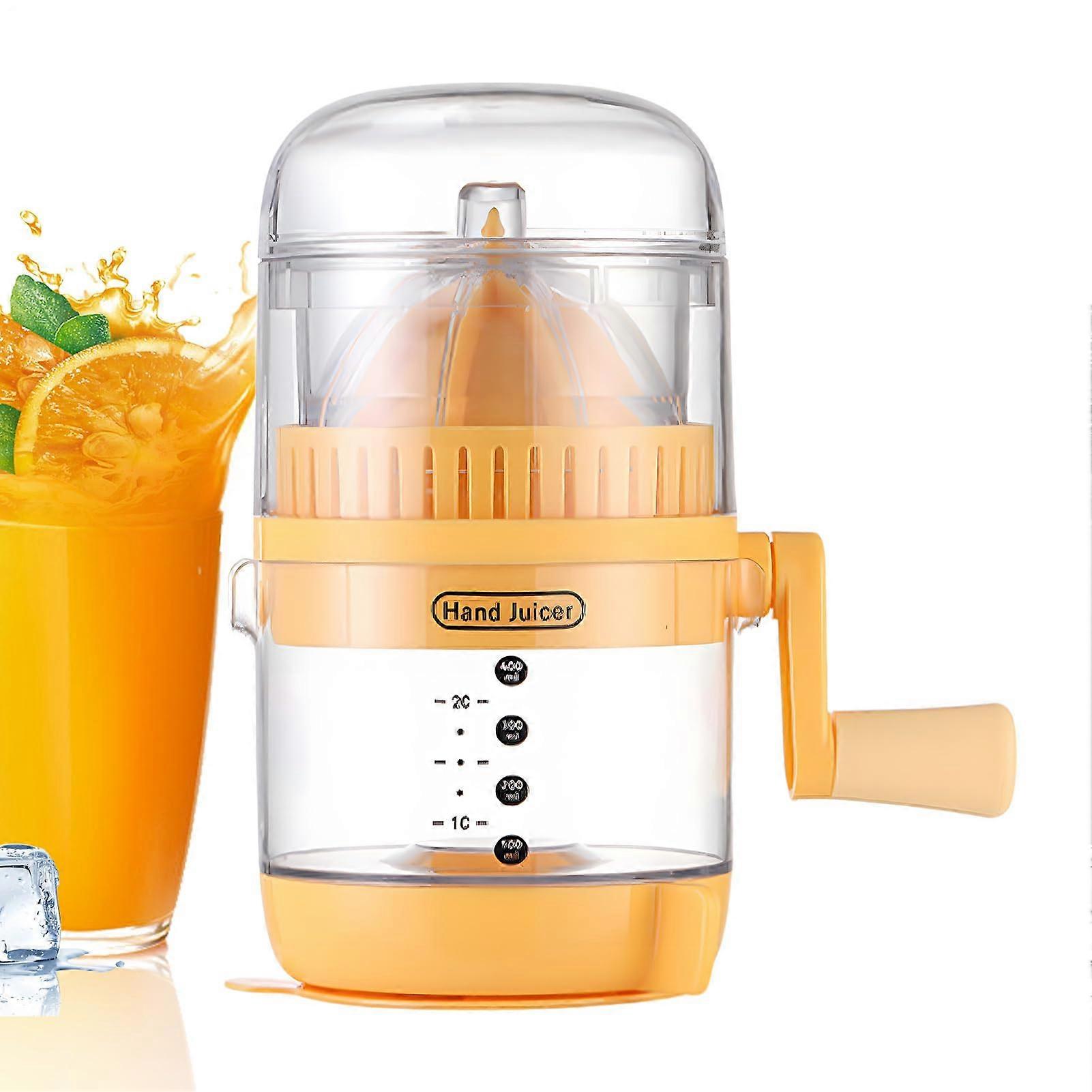 Hand Juicer Manual Handheld Juice Press Machine Portable Yellow Countertop Fruit Extractor With Handle Pour Spout