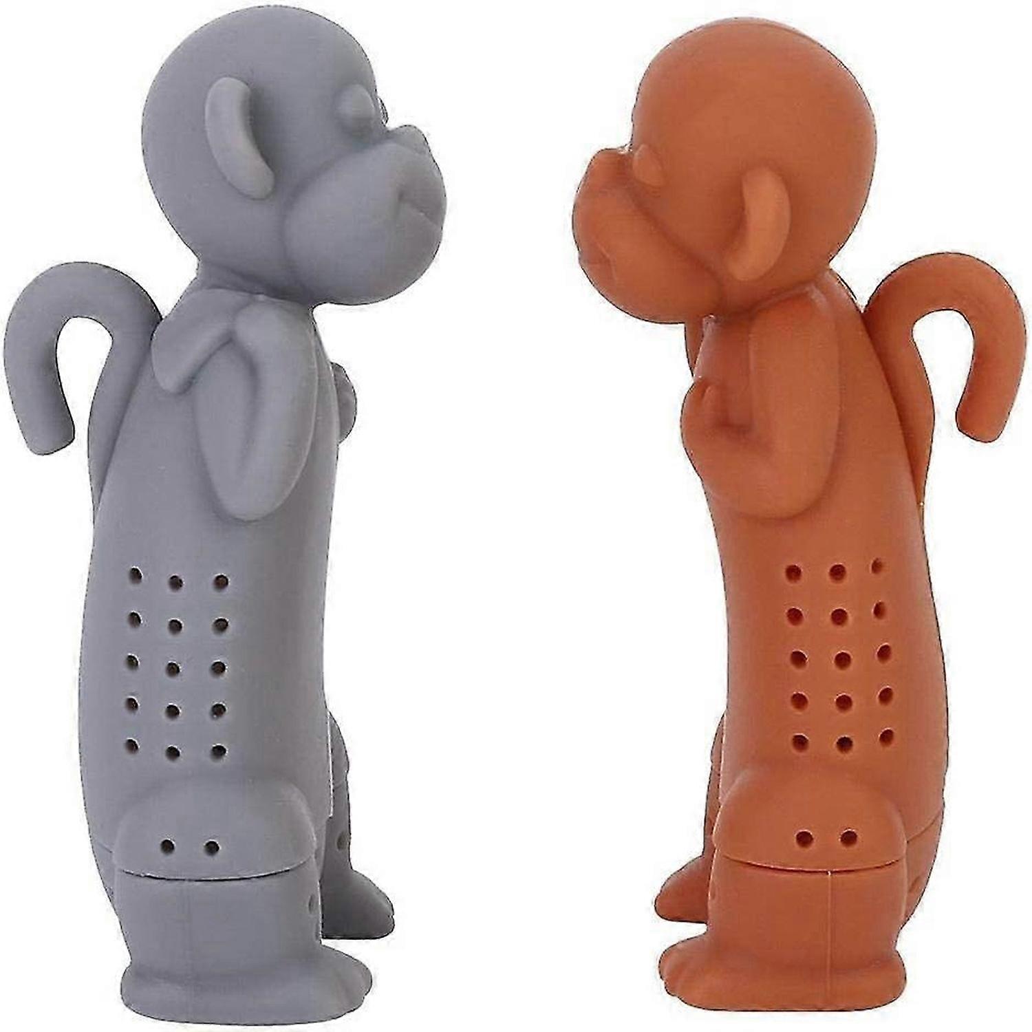 2pcs Silicone Cute Cartoon Monkey Loose Tea Strainer Infuser Filter Tea Accessory