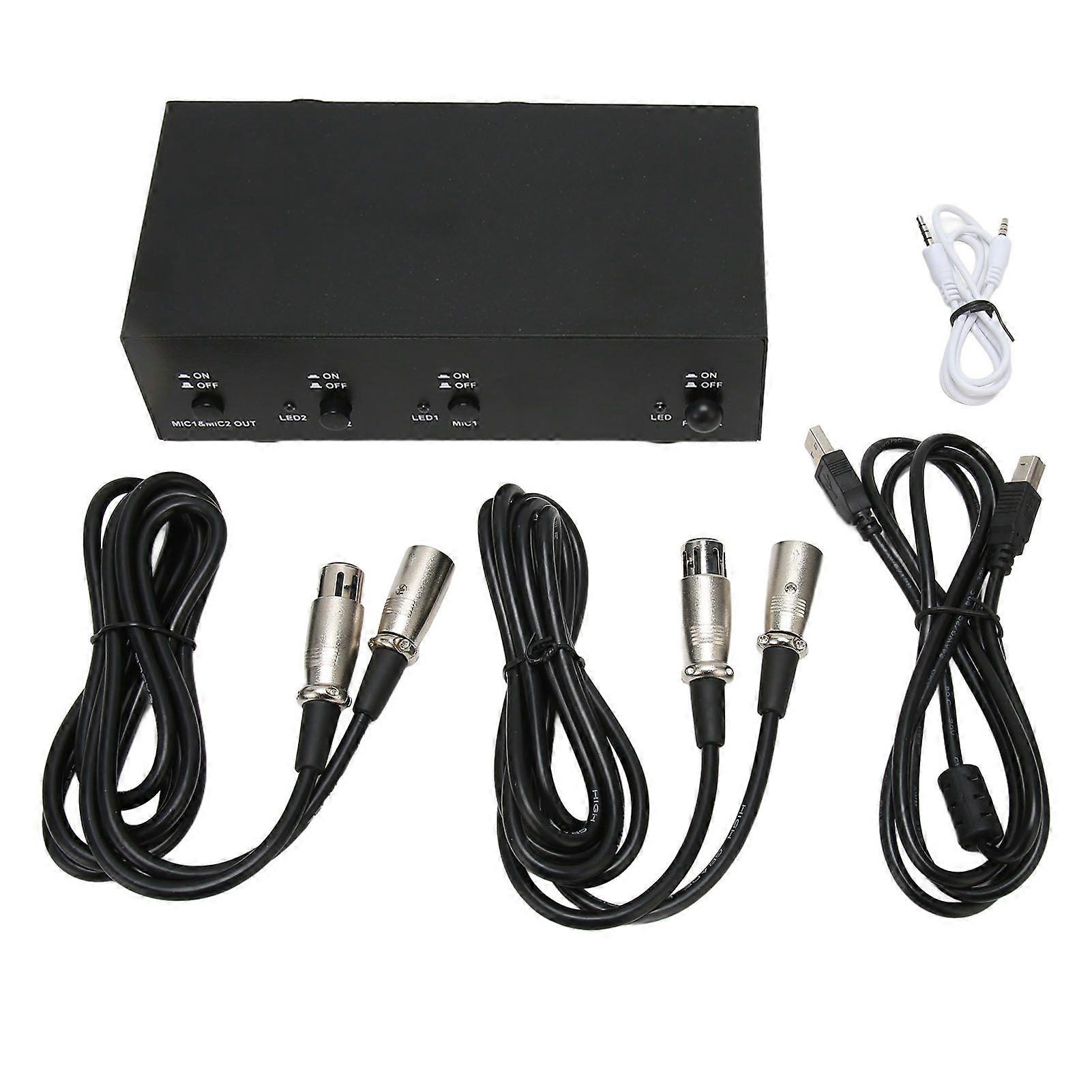 48 V Phantom Power Supply Professional Iron Shell Phantom Power with XLR Cable for Music Recording Equipment