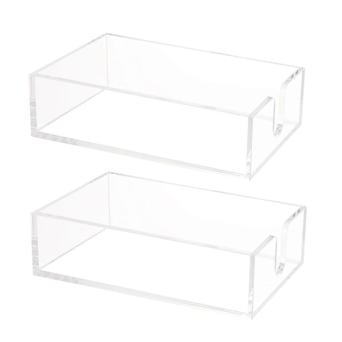 2PCS Transparent Desk Stand Acrylic Desktops Storage Containers