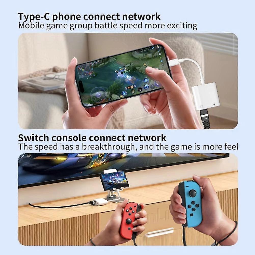 USB C to RJ45 Lan Adapter 100Mbps Network Card Hub with Type C Charging for TV Box PC Laptop Phone Connect Ethernet