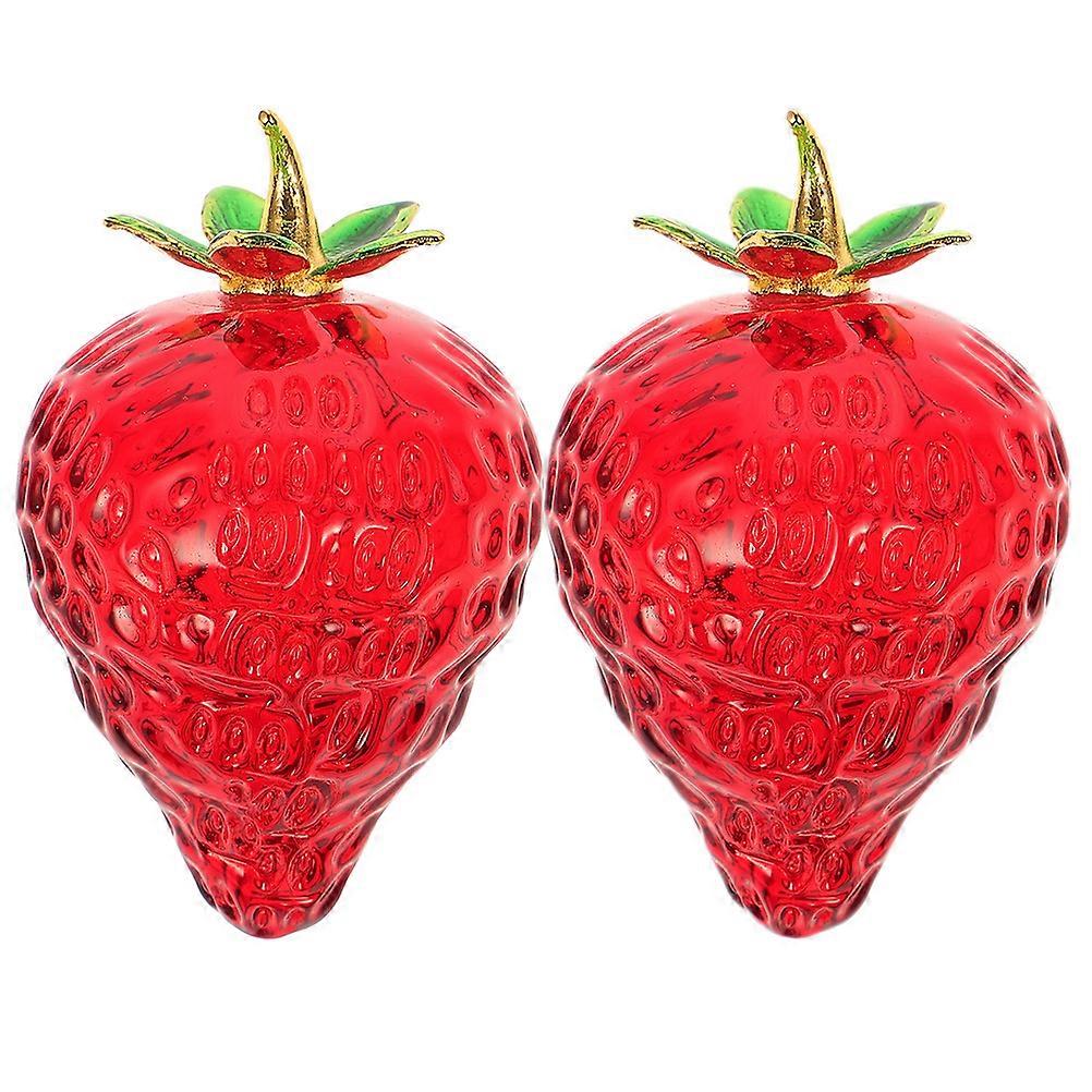 8 Pcs Red Crystal Fruit Figurine Desktop Ornament For Home And Office Decoration Elegant Style