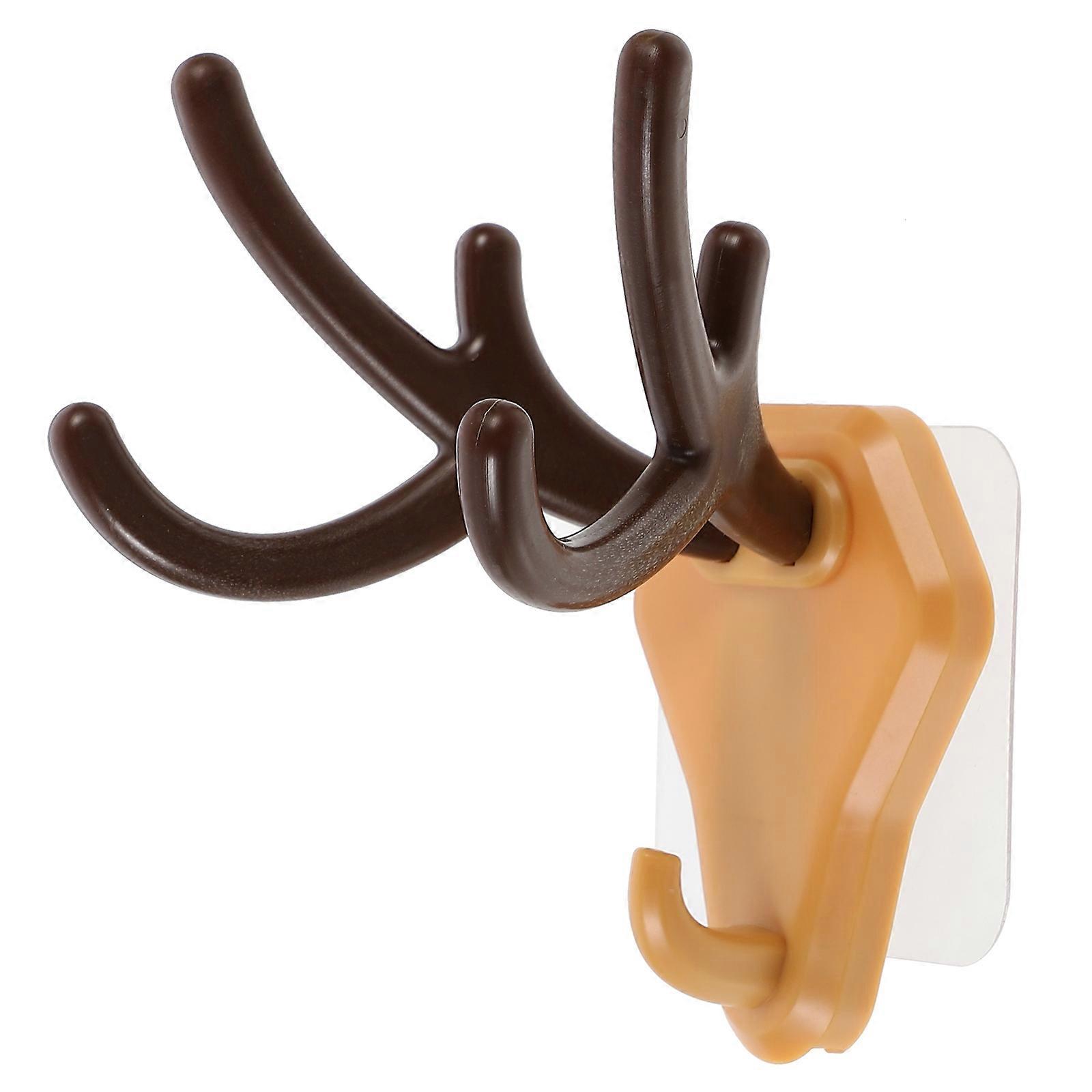 Storage Hooks Deer Wall Hangers for Home Use 2Pcs Yellow ABS Material