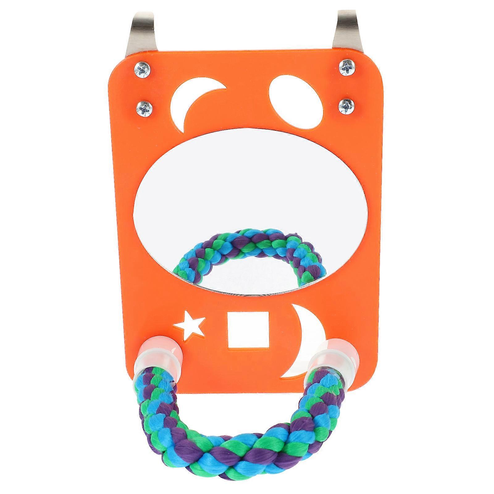 Bird Mirror Hanging Toy for Parrots Cage Interactive Training 3Pcs