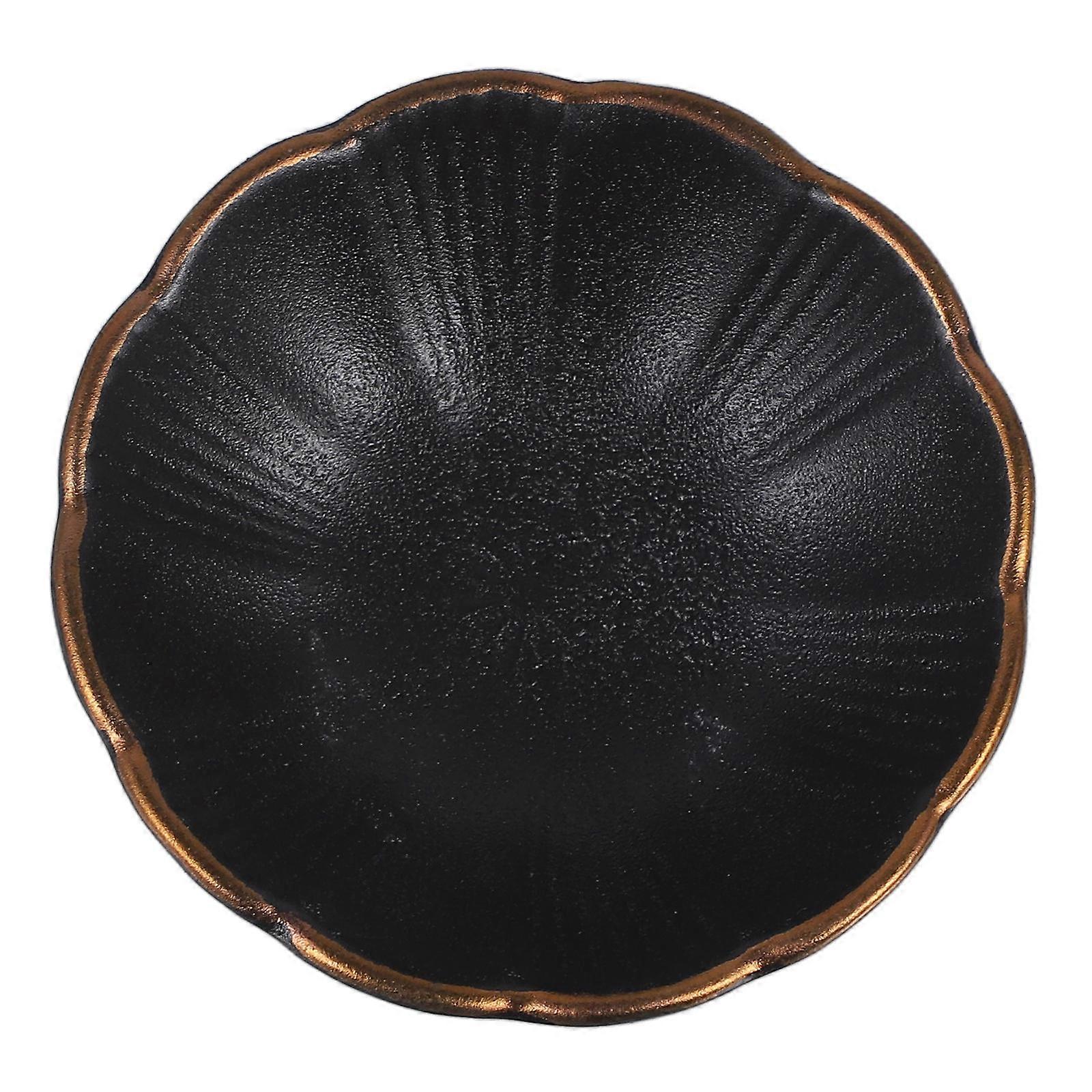 Snack Dish Appetizer Plates for Containing Things 2Pcs Black Ceramic