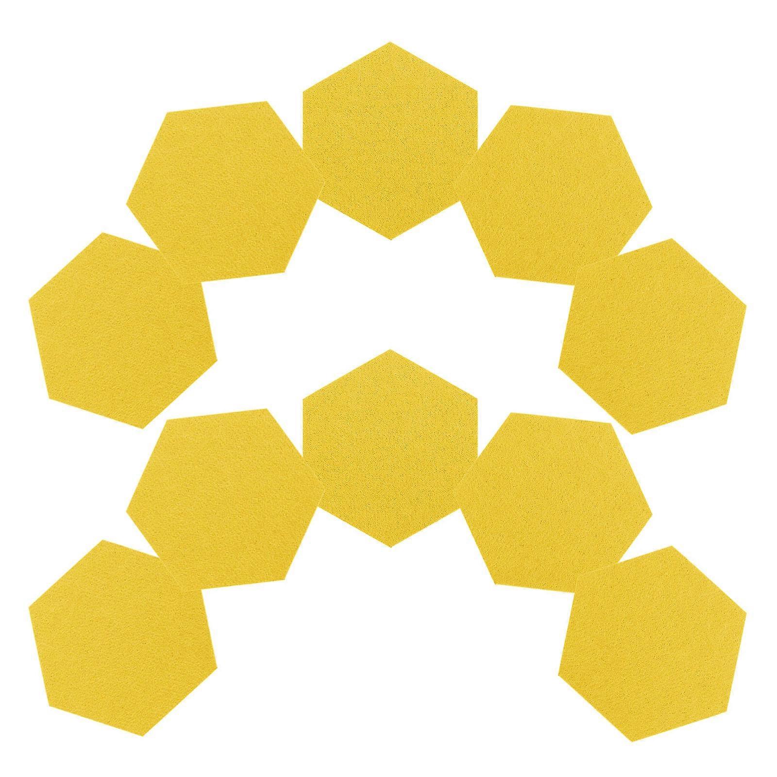 48Pcs Self-Adhesive Yellow Felt Hexagon Wall Memo Board for Decoration