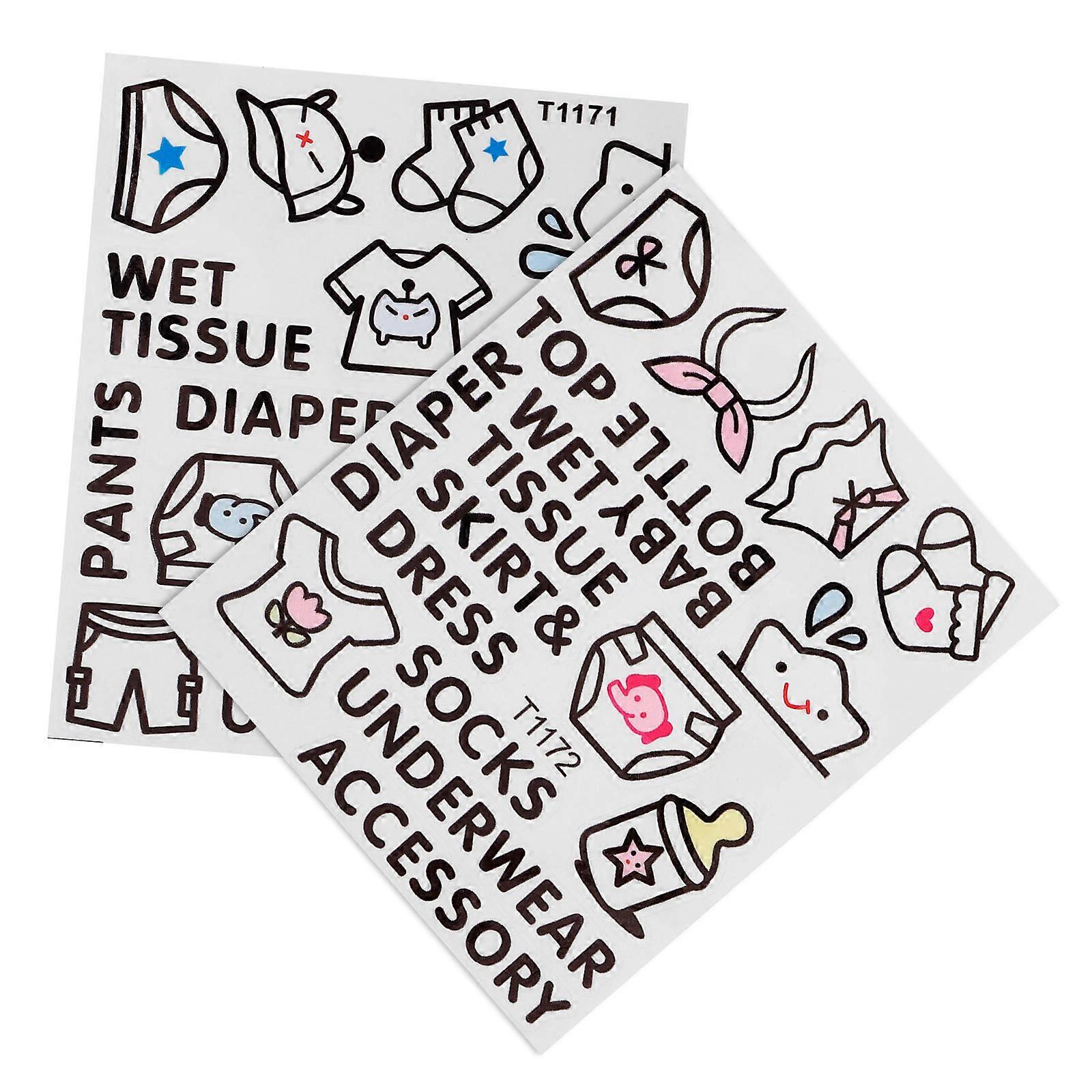 Clothing Sort Labels PVC Clothes Classification Stickers for 10 Sheets