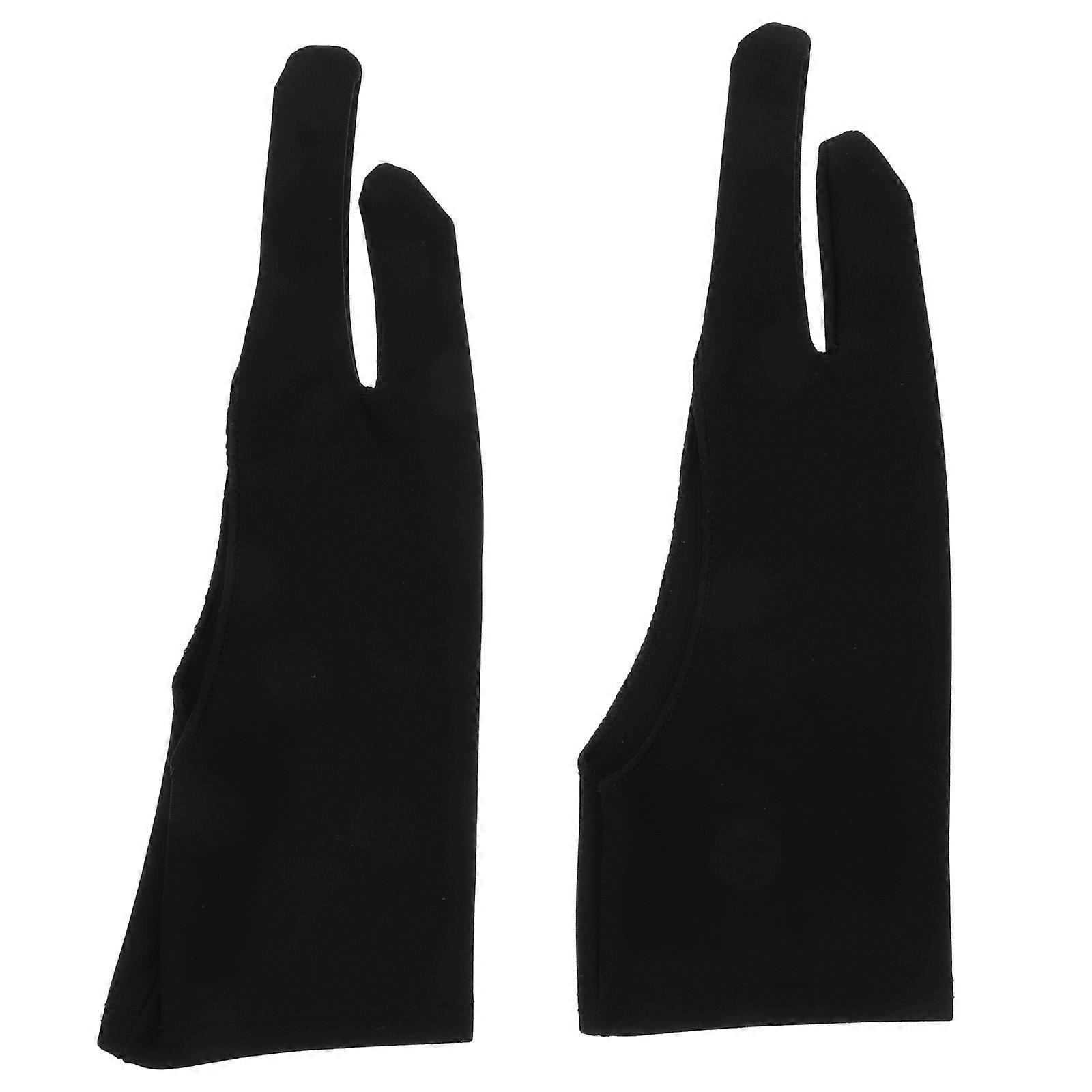 Two Finger Artist Gloves for Drawing Graphics Tablets 4Pcs Black
