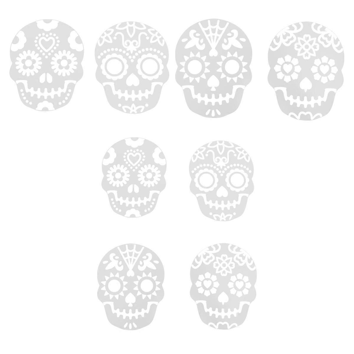 White Halloween Hollow Skull Cake Decorating Template for 24Pcs DIY