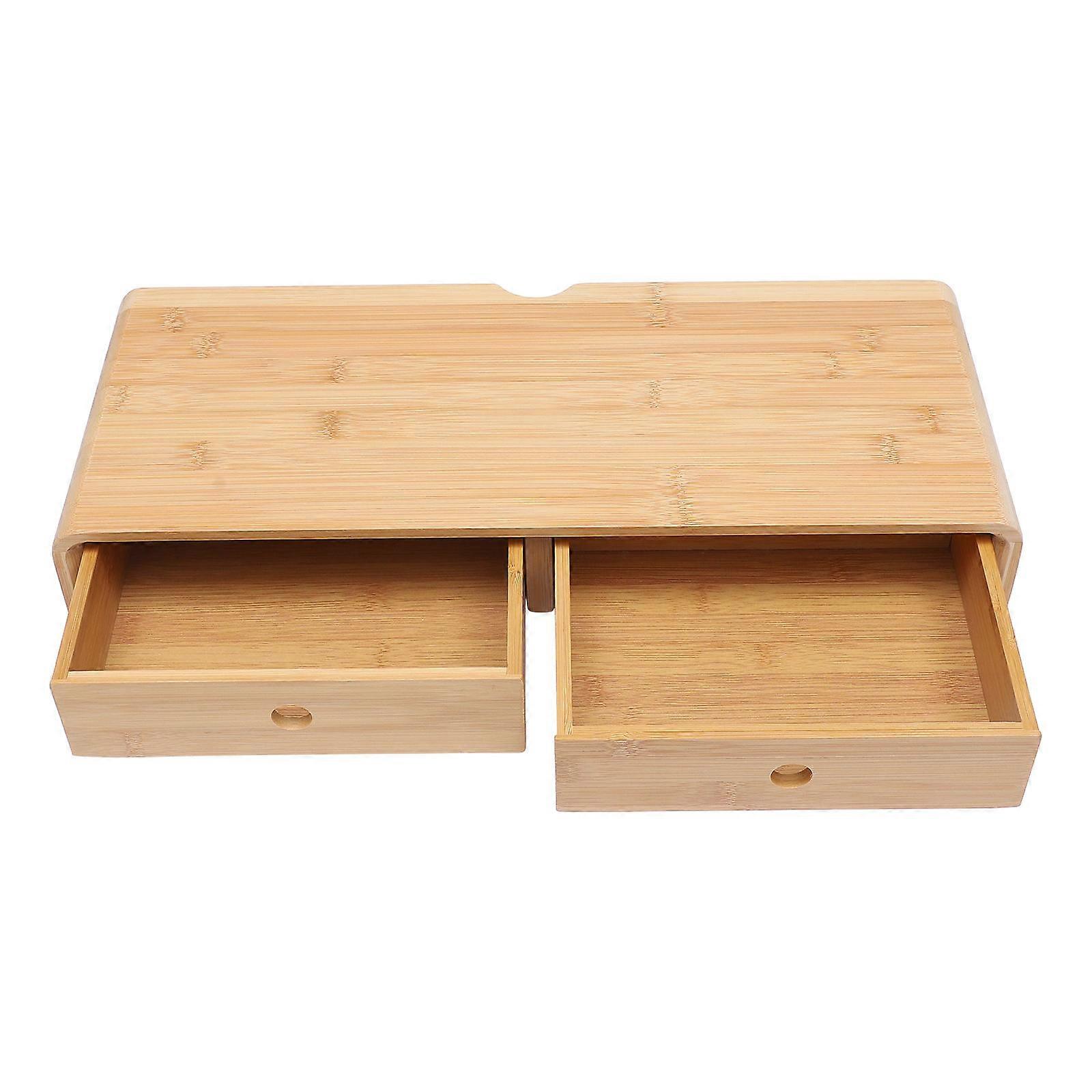 Desktop Computer Monitor Rack 1Pcs Bamboo Shelf Designed For Home Office Features Rectangular Shape And Storage Function