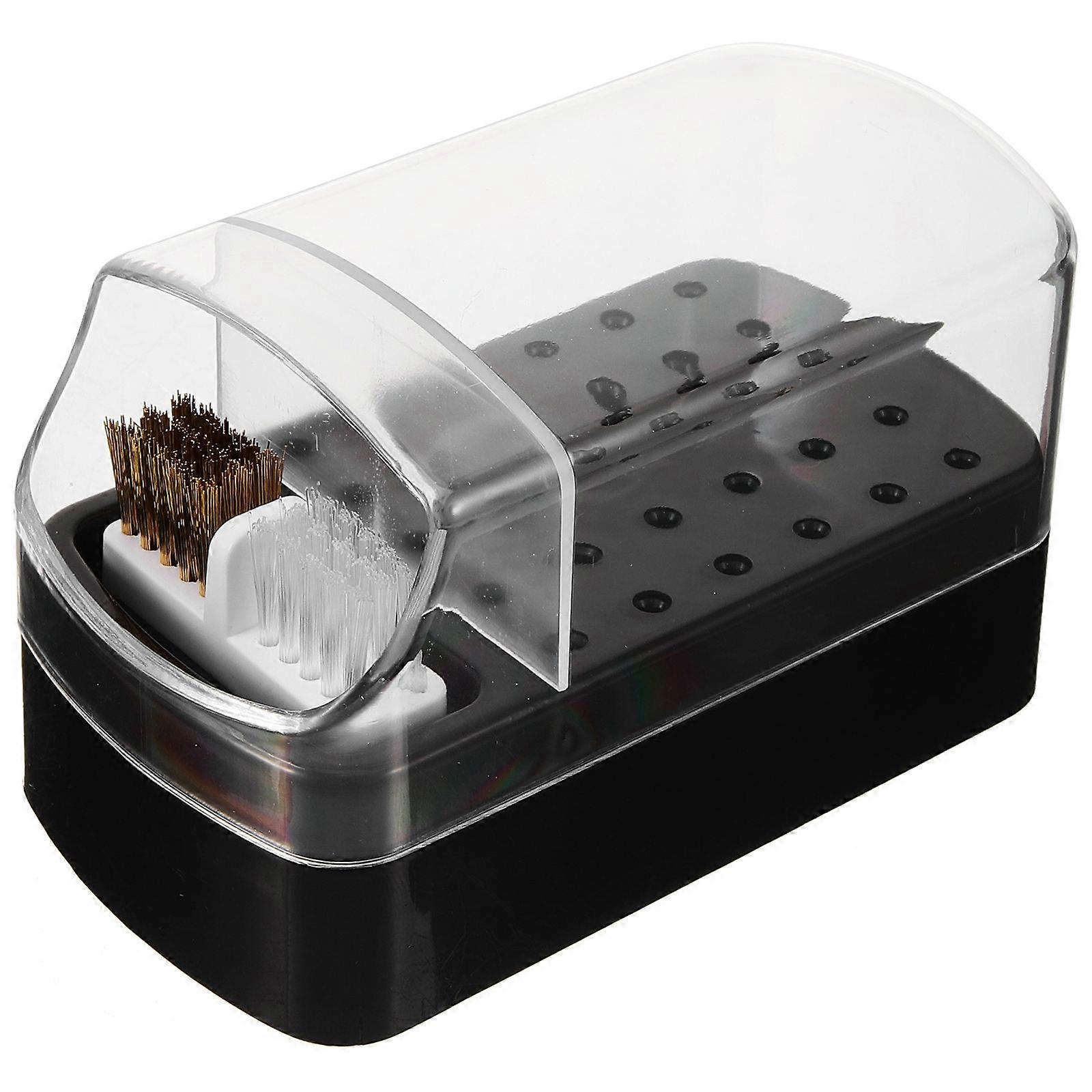 Nail Drill Bit Box Plastic Organizer with Cleaning Brush 5Pcs Set