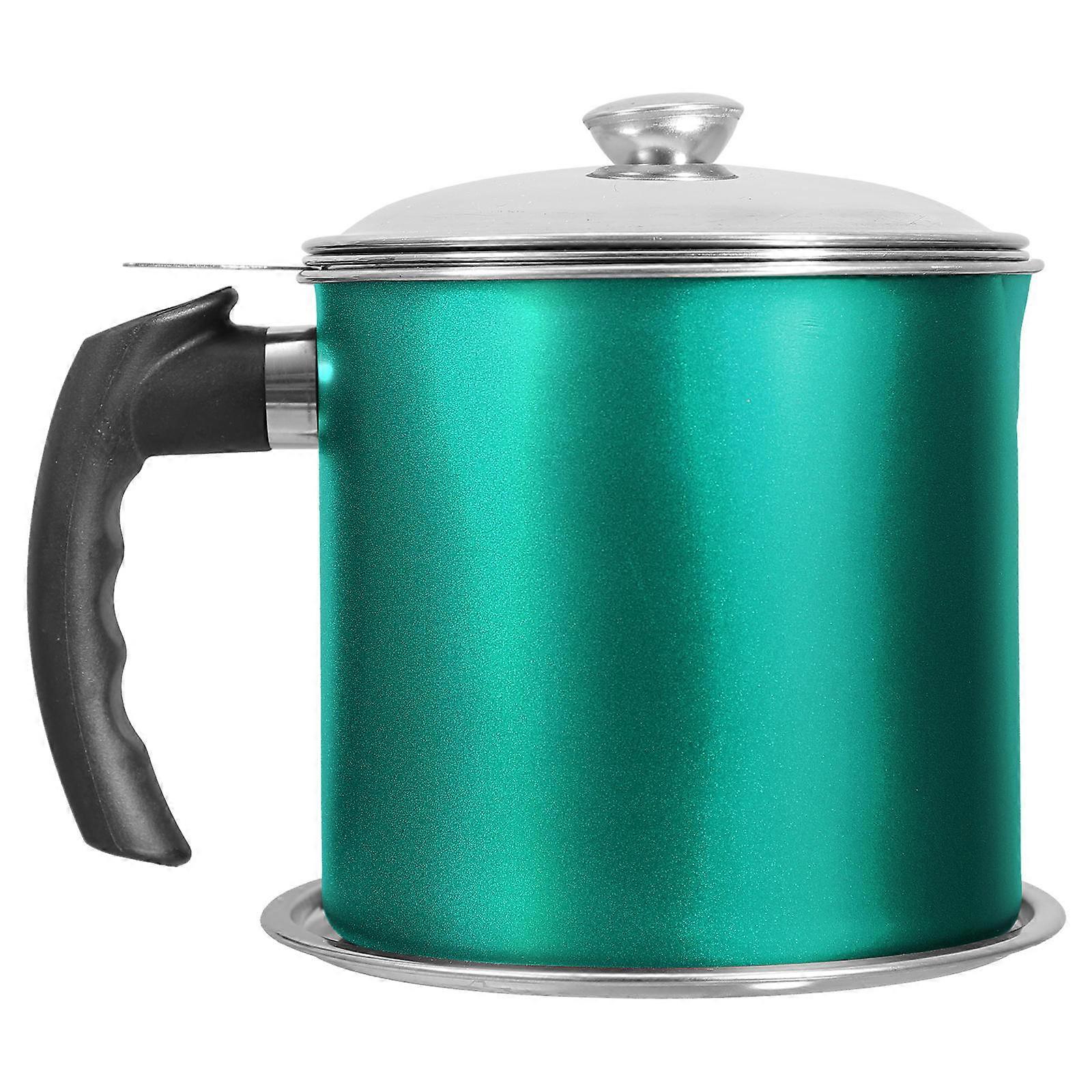Oil Filter Pot With Fine Mesh Strainer For Home Users 1Pack Compact Kitchen Grease Collector In Green