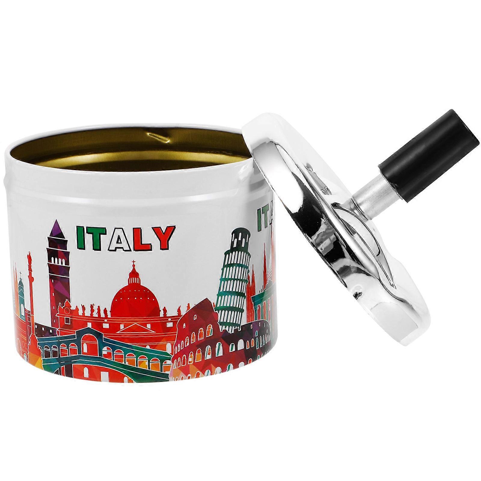 Metal Rotating Lid Ashtray for Desktop Automatic Extinguishing