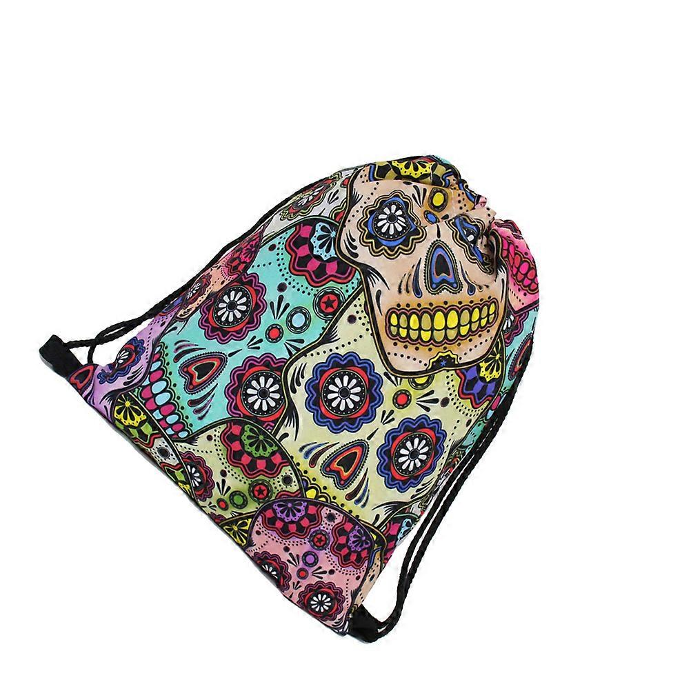 Skull Printing Drawstring Storage Bag for Storage with Multi Color