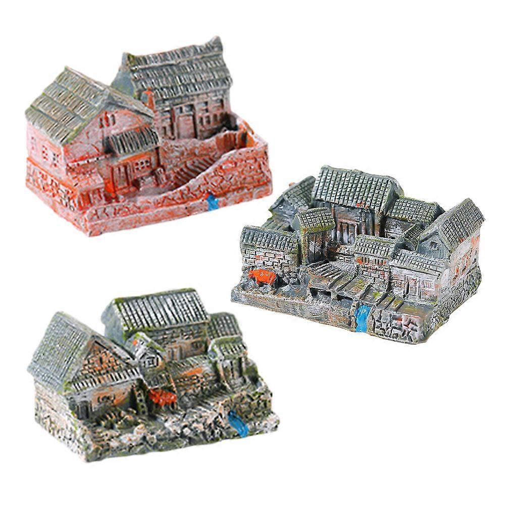 Micro Landscaping House Four Courtyard Model for 3Pcs Outdoor Decor