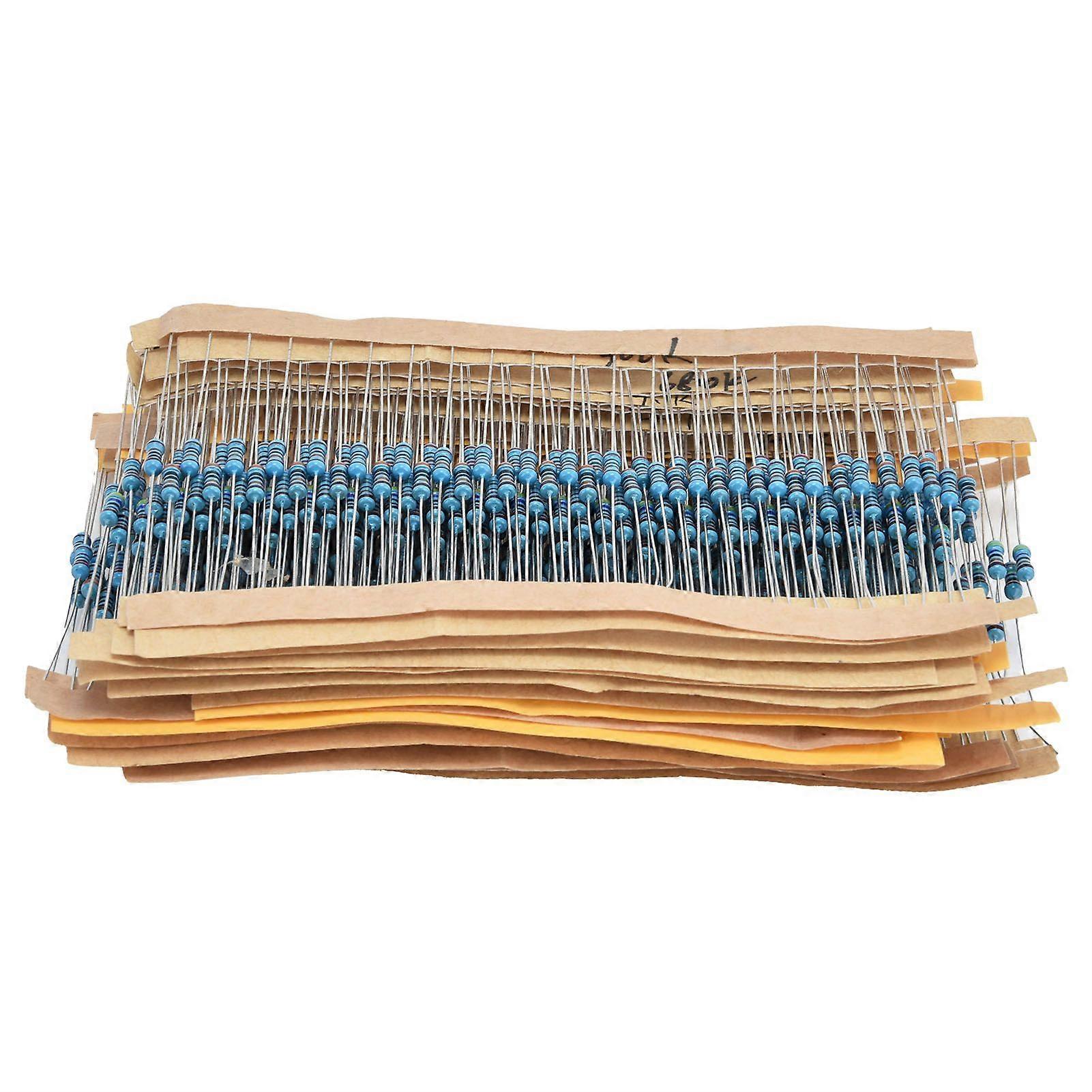 600Pcs Metal Film Resistors 30 Values 101M 1/4W 1 Resistor Assortment for DIY Projects