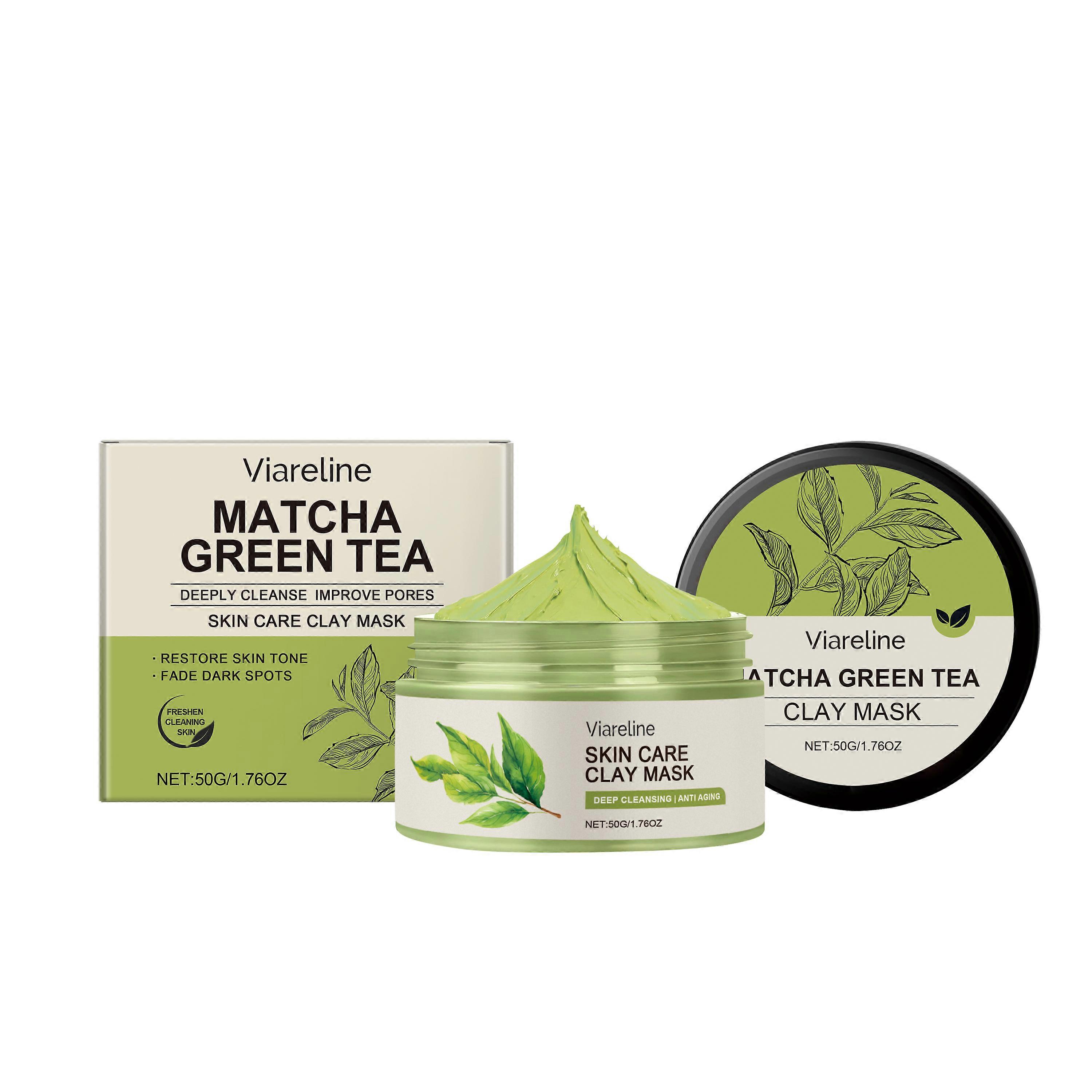 Viareline Green Tea Cleansing Mud Mask, Facial Gentle Cleansing, Moisturizing And Moisturizing Facial Mask