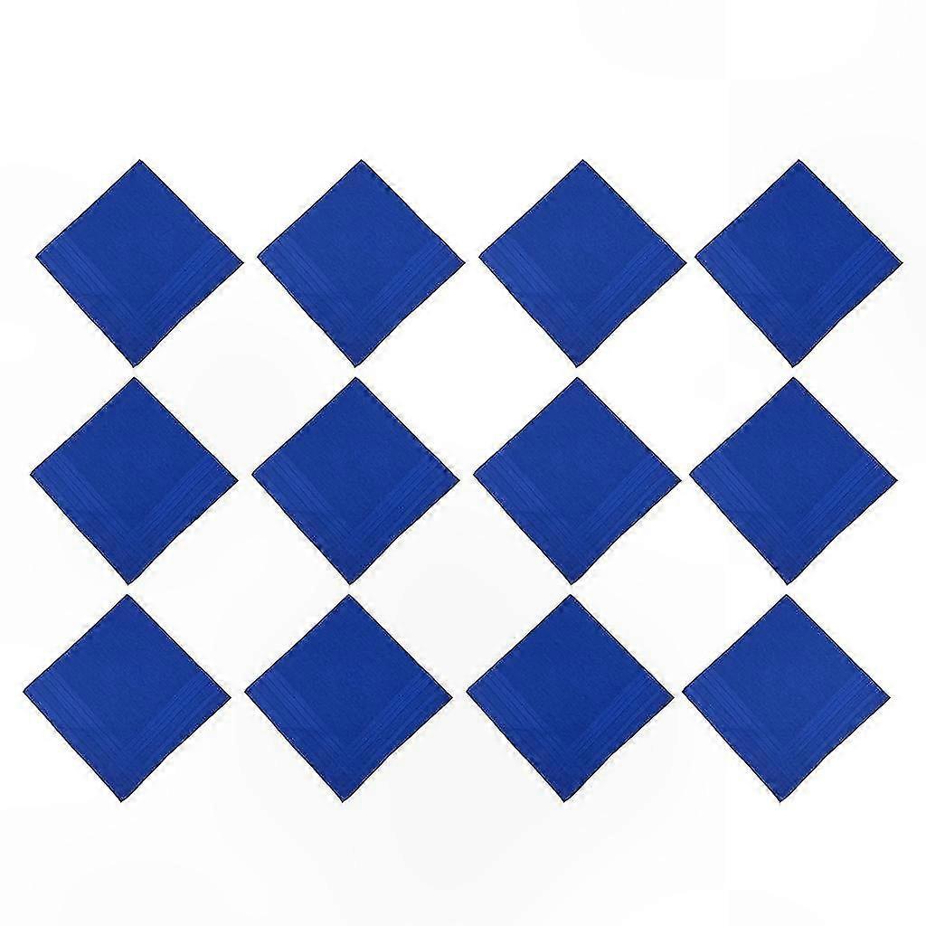 Royal Blue 100% Cotton Handkerchiefs for Men, Set of 12 Solid Color Square Hankies