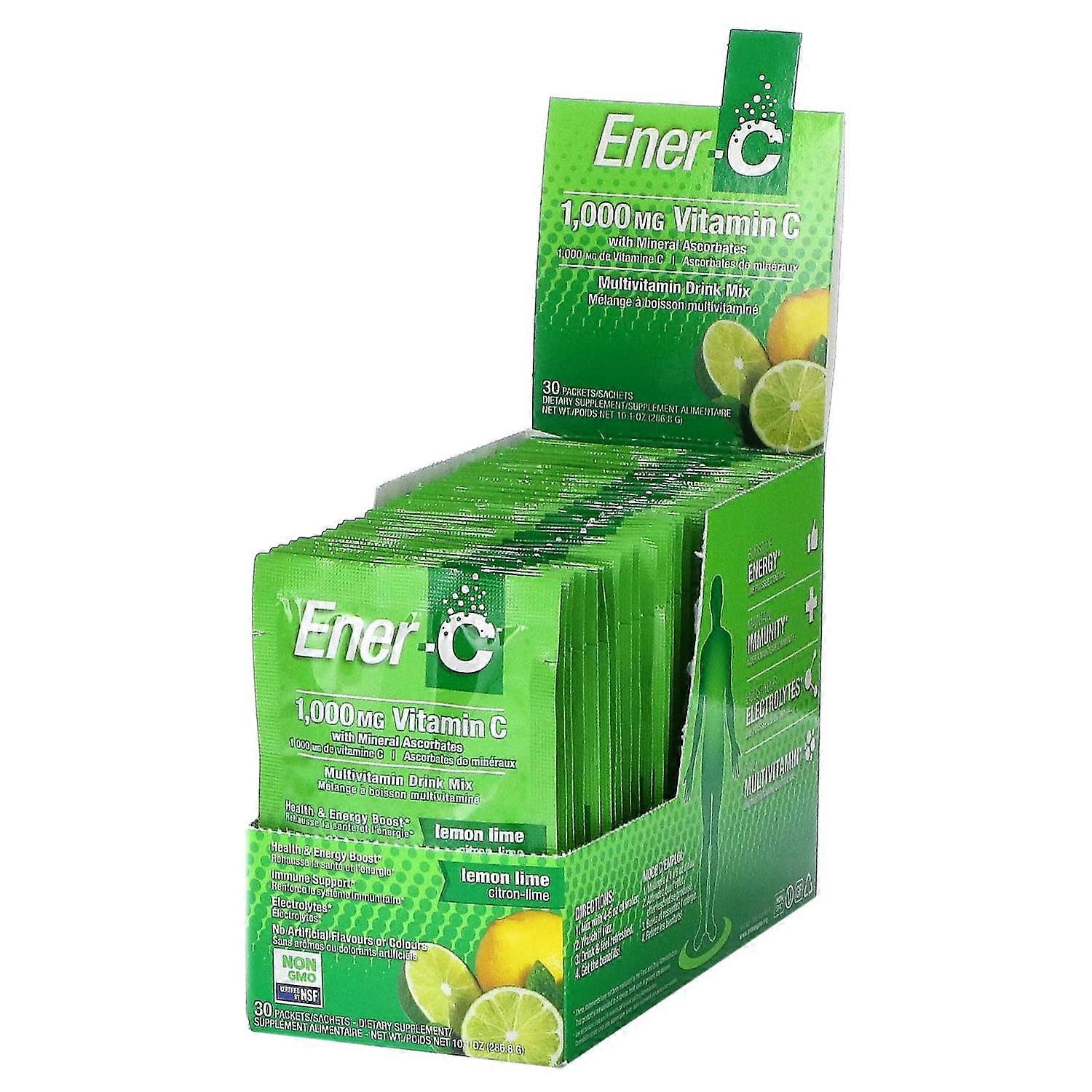 Ener-C, Vitamin C, Multivitamin Drink Mix, Lemon Lime, 1,000 mg, 30 Packets, 0.3 oz (9.56 g) Each