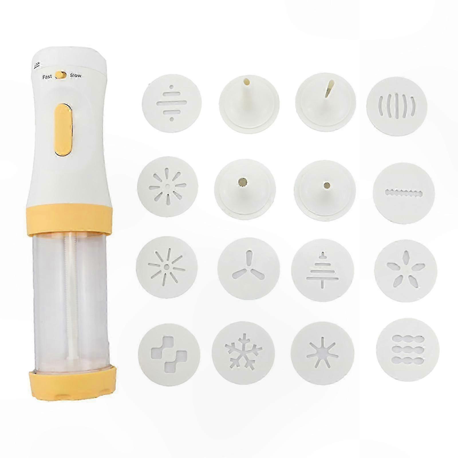 Electric Cake Decorating Kit with 16 Discs, Cookie Press Gun Set for Baking and Pastry Tools